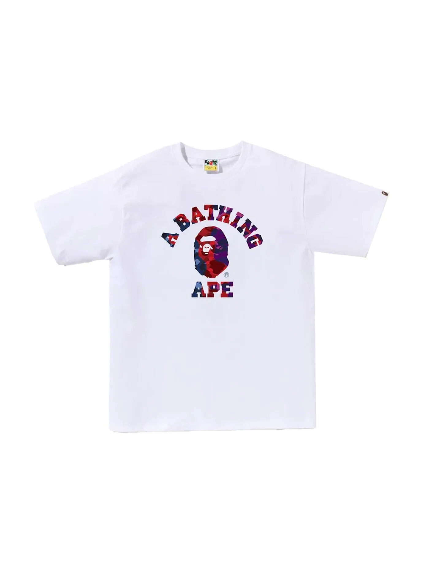 Мужская футболка с принтом BAPE Color Camo Crazy College Tee BAPE — изображение 1 из 1, белый