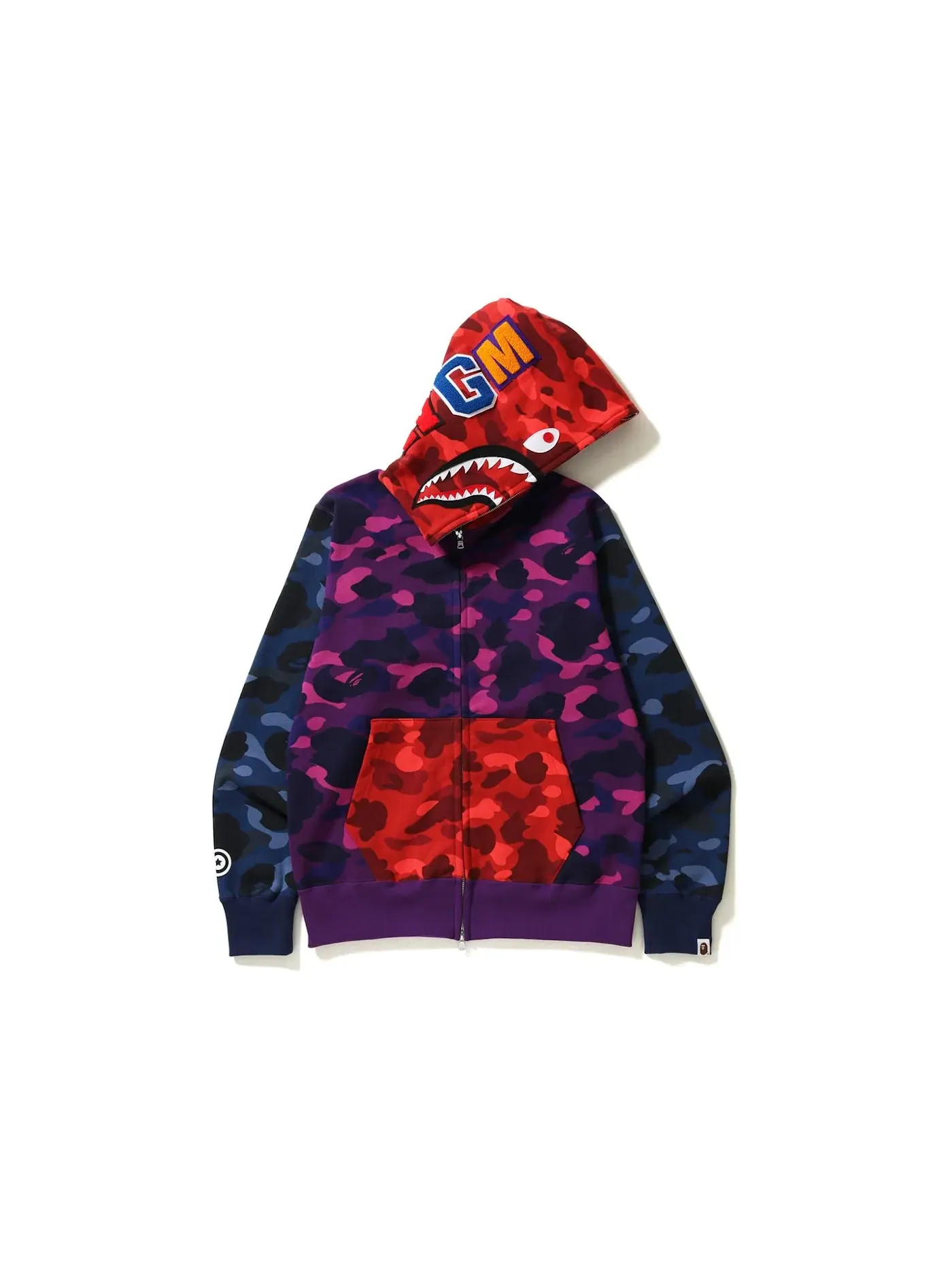 Мужская худи с камуфляжным принтом BAPE BAPE Color Camo Crazy Shark Full Zip Hoodie — изображение 1 из 2, мульти