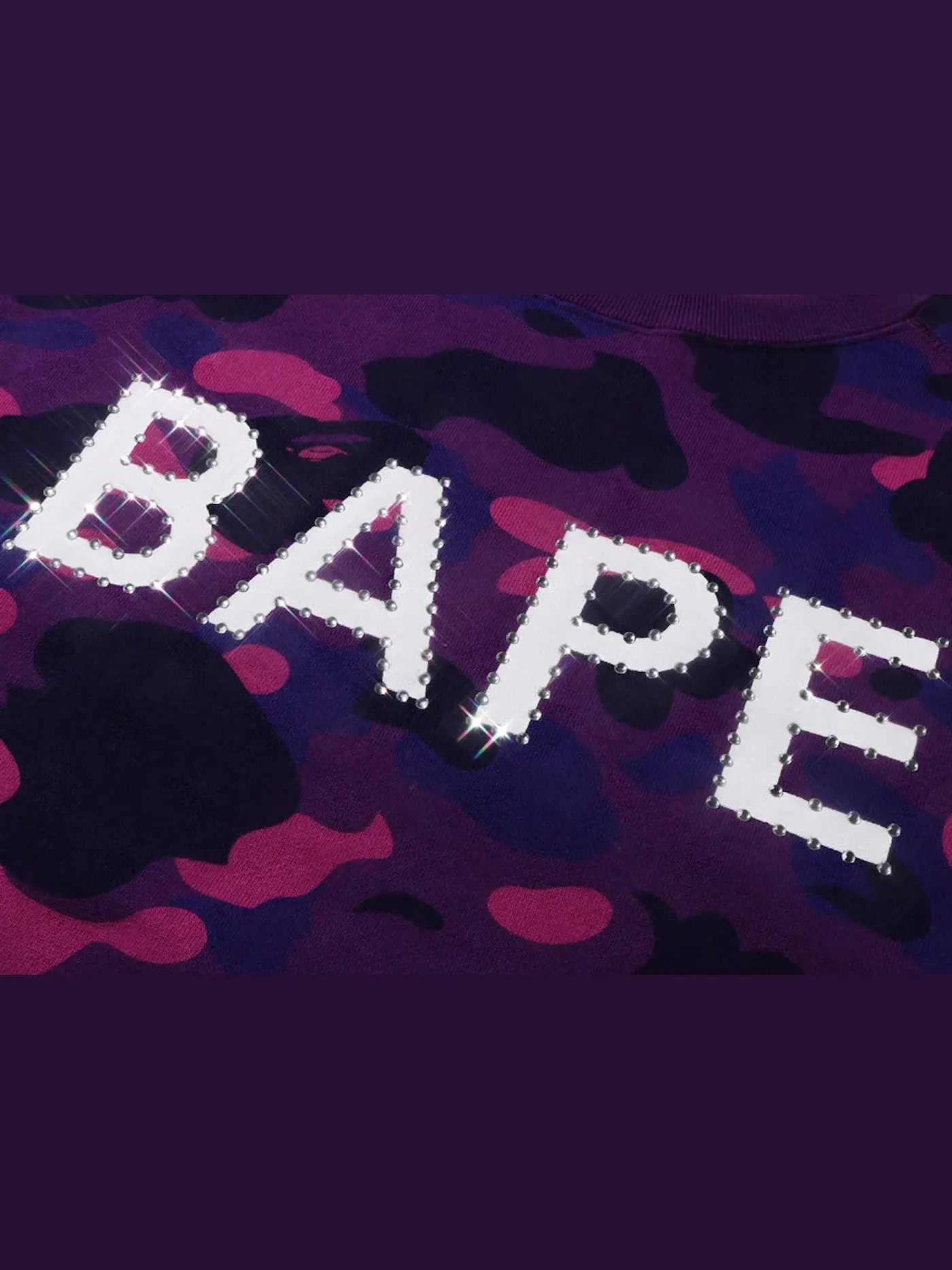Мужской свитшот свободного кроя с принтом BAPE Color Camo Crystal Stone Relaxed Fit Crewneck — изображение 2 из 2, фиолетовый