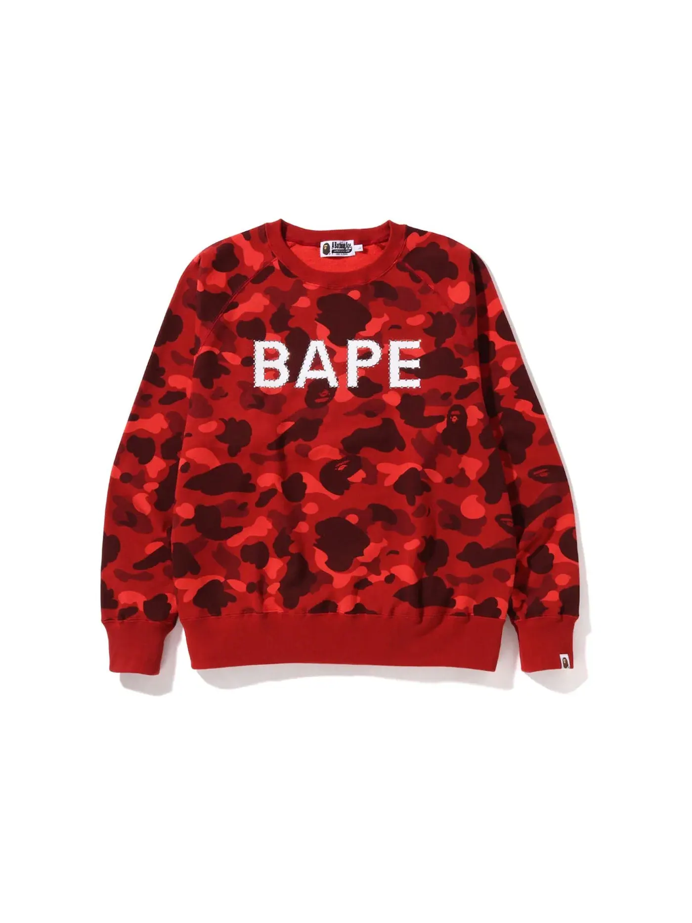 Мужской свитшот свободного кроя с принтом Color Camo Crystal Stone BAPE — изображение 1 из 2, красный