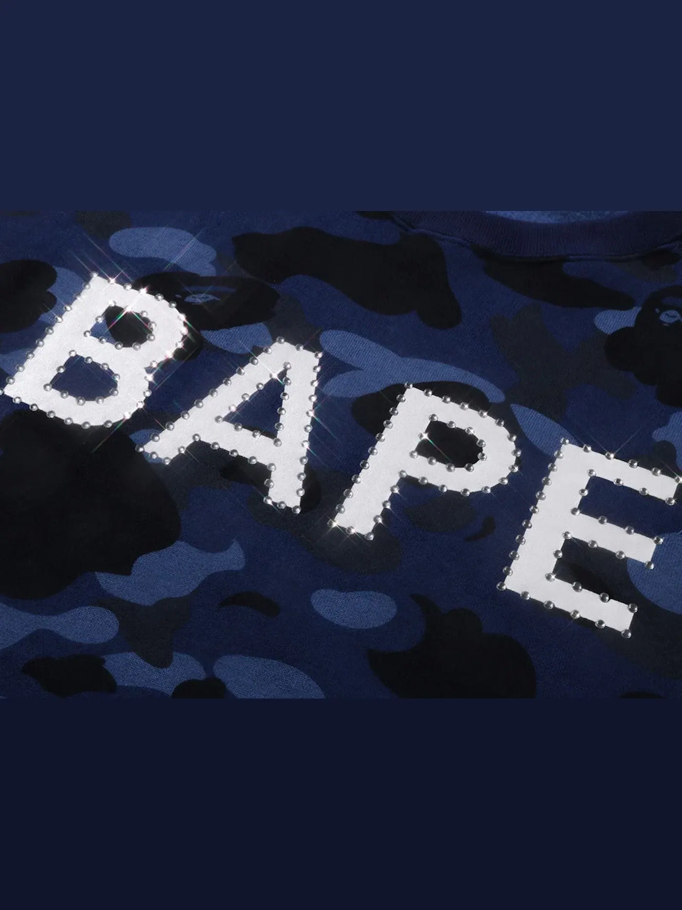 Мужской свитшот свободного кроя с принтом BAPE Sweatshirt (SS22) — изображение 2 из 2, темно-синий