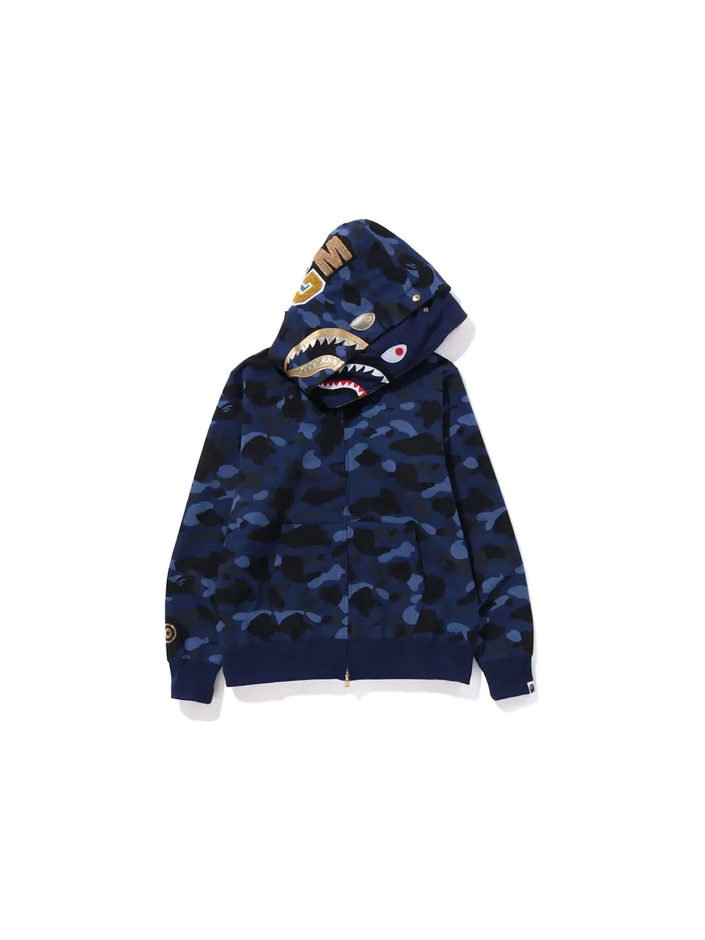 Мужская худи с полноценной застежкой-молнией Color Camo Double Shark BAPE — изображение 2 из 3, темно-синий
