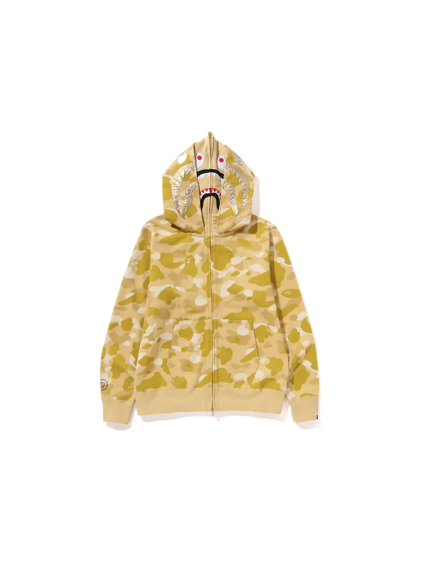 Мужская худи с полной застежкой-молнией Double Shark BAPE — изображение 1 из 3, желтый