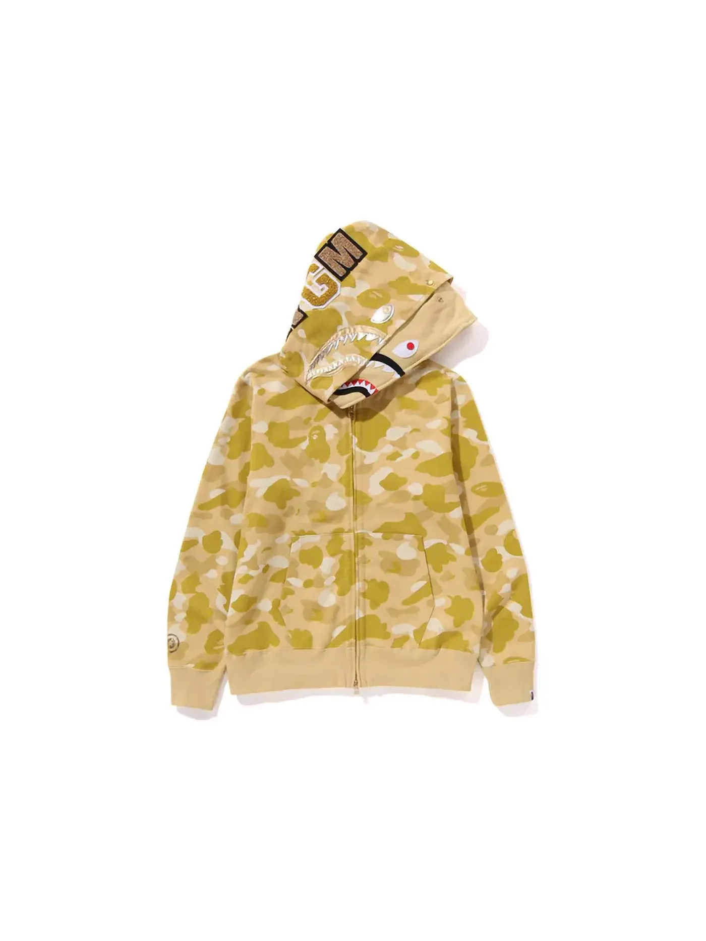Мужская худи с полной застежкой-молнией Double Shark BAPE — изображение 2 из 3, желтый