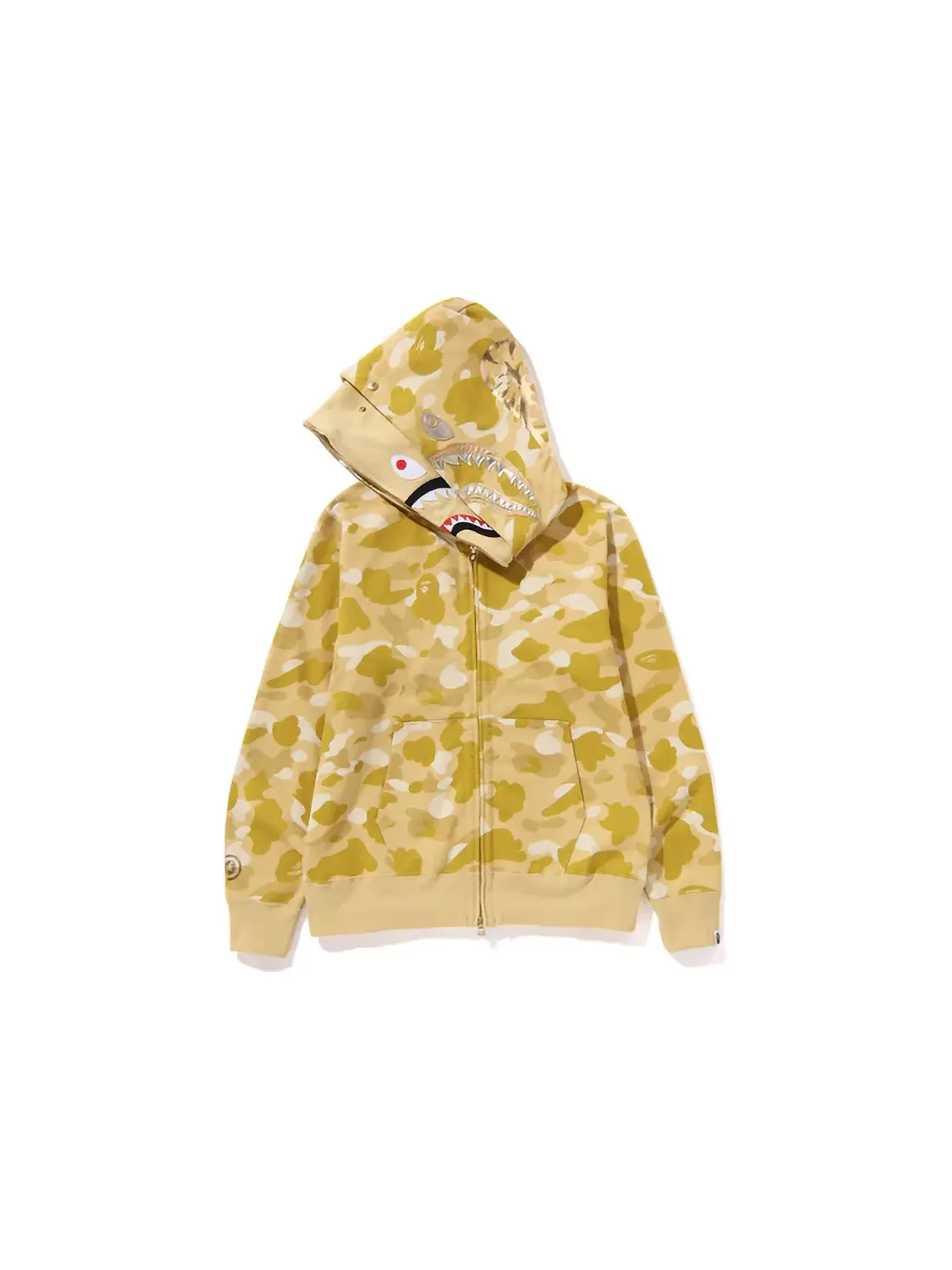 Мужская худи с полной застежкой-молнией Double Shark BAPE — изображение 3 из 3, желтый