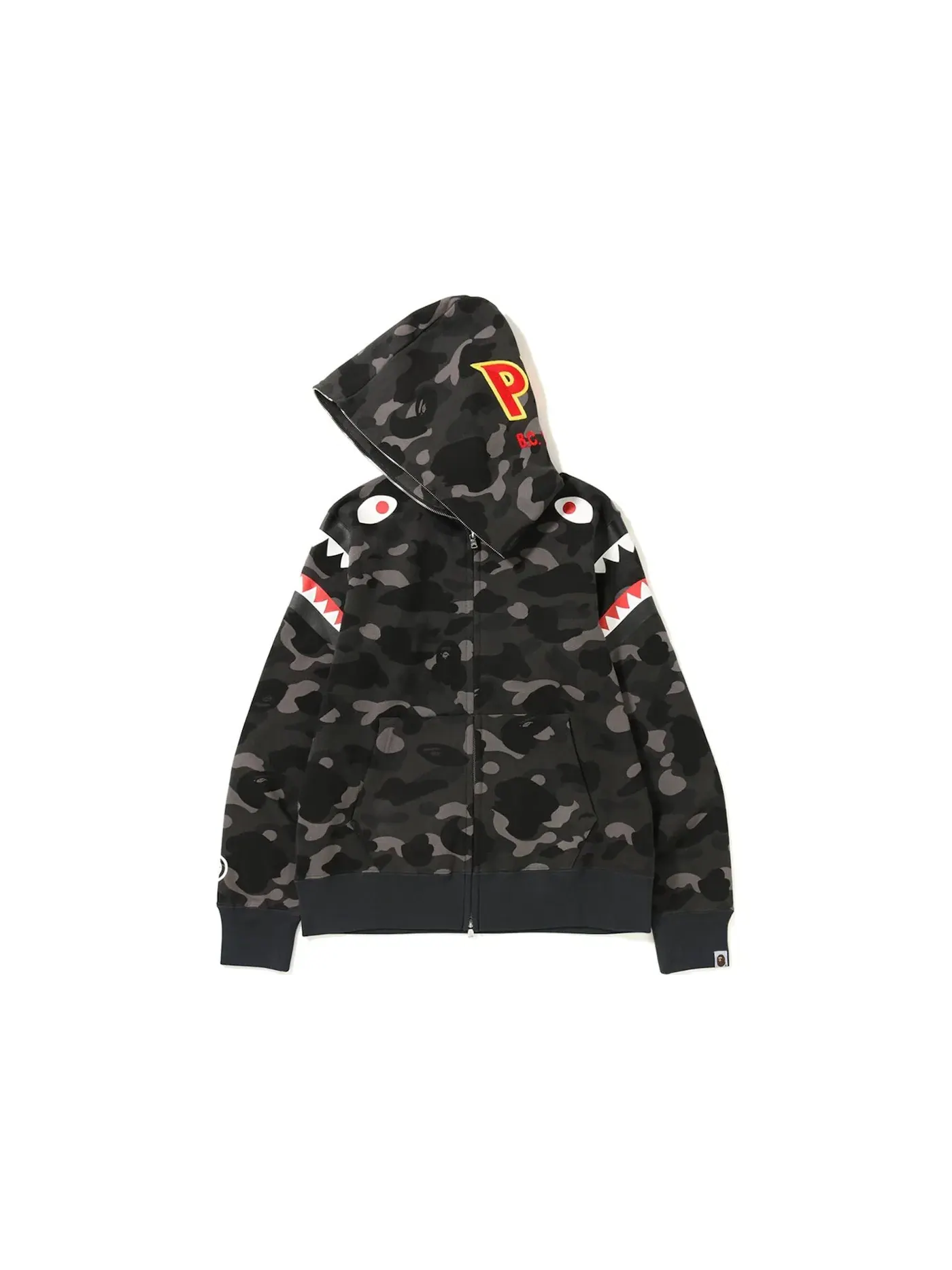Мужская худи с принтом Double Shark BAPE — изображение 2 из 2, черный