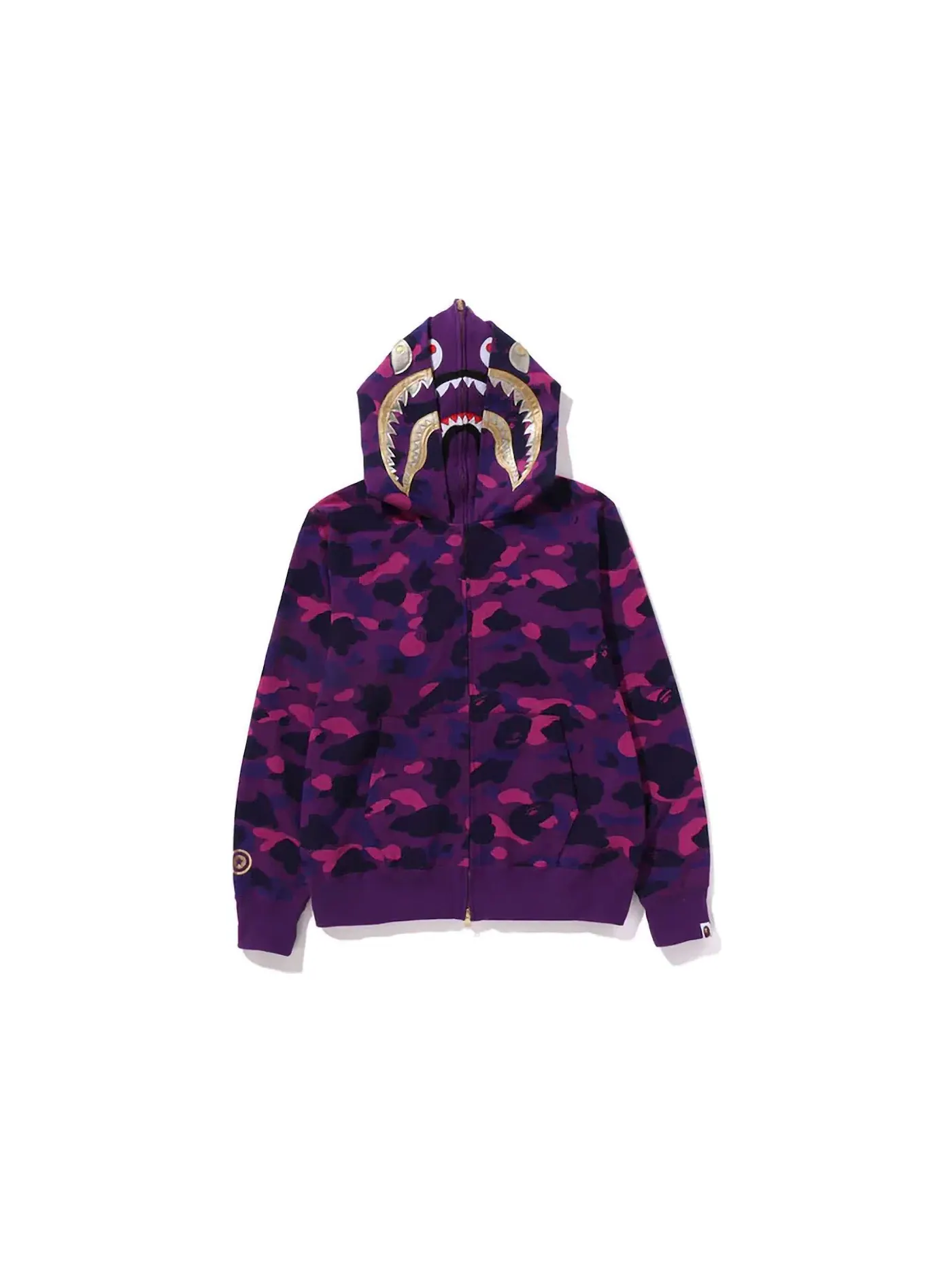 Мужское худи на молнии с принтом Double Shark BAPE — изображение 1 из 3, фиолетовый