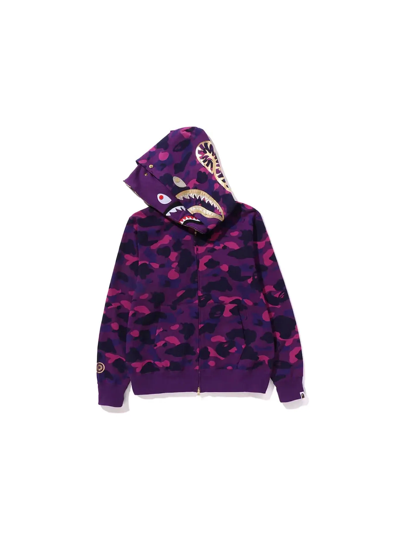 Мужское худи на молнии с принтом Double Shark BAPE — изображение 3 из 3, фиолетовый