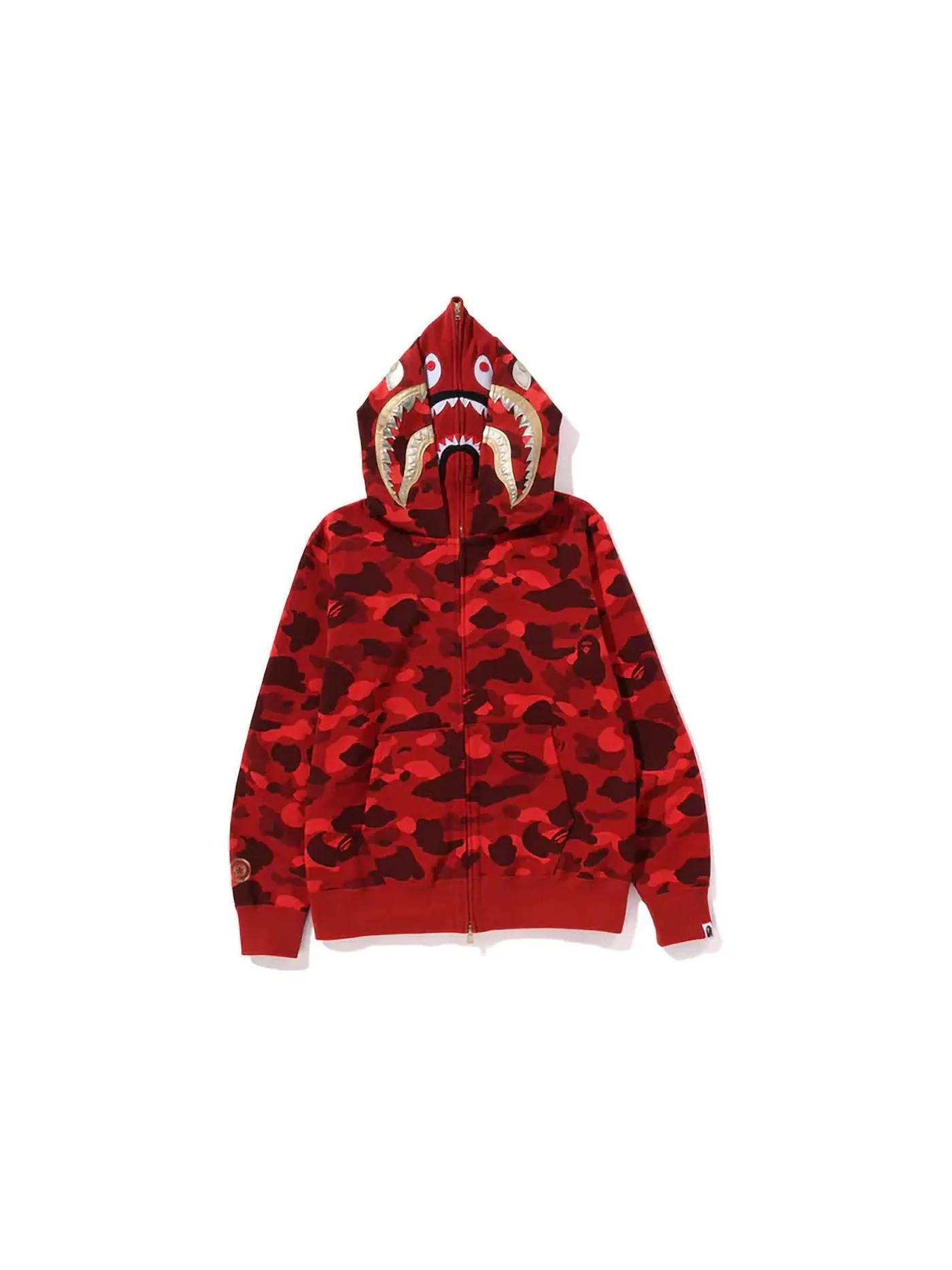 Мужская худи с полной застежкой-молнией Color Camo Double Shark BAPE — изображение 1 из 3, красный