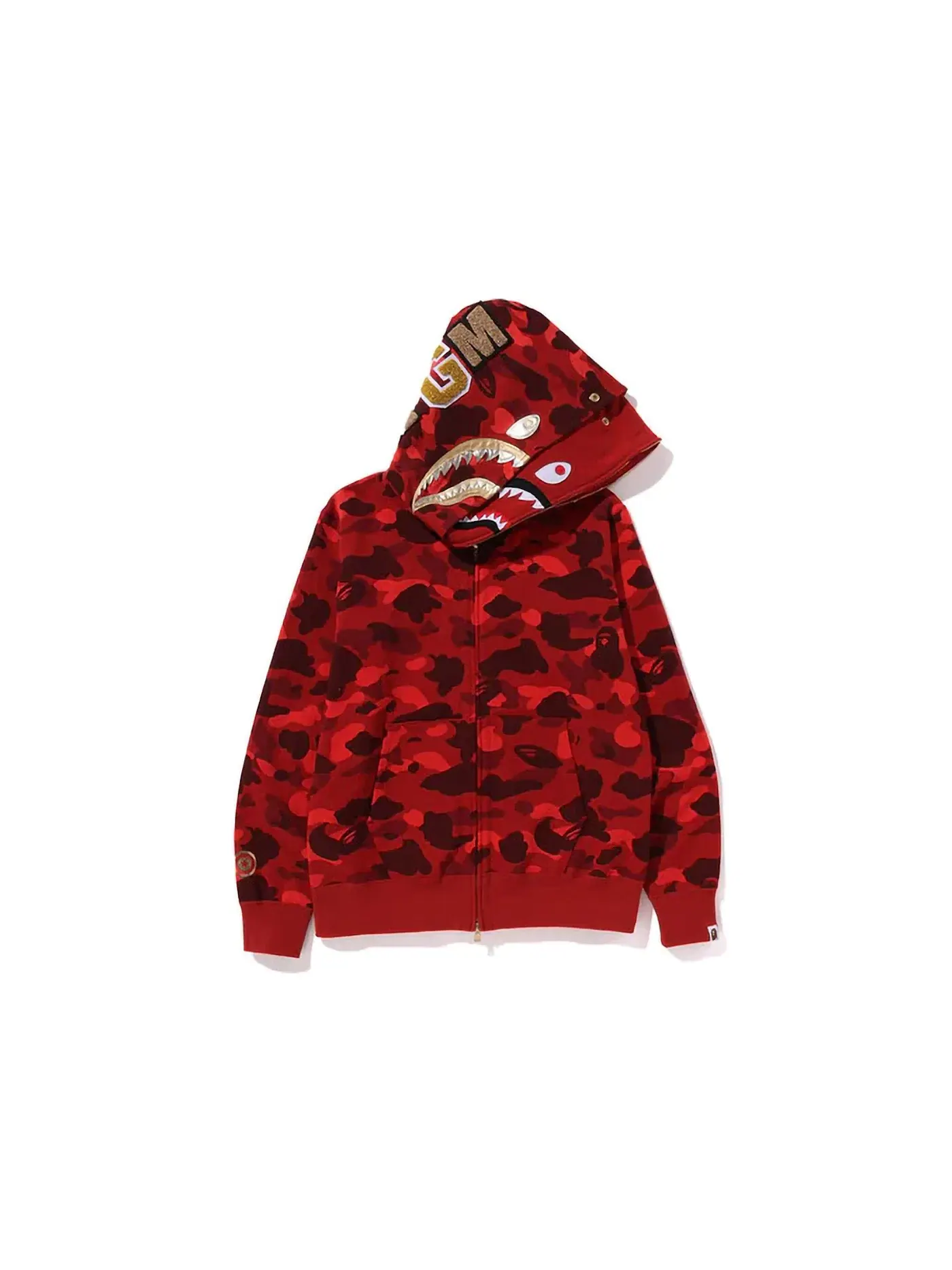 Мужская худи с полной застежкой-молнией Color Camo Double Shark BAPE — изображение 2 из 3, красный