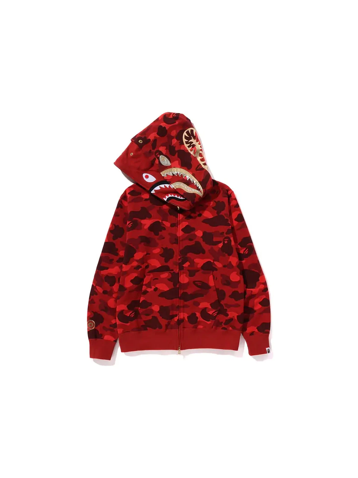 Мужская худи с полной застежкой-молнией Color Camo Double Shark BAPE — изображение 3 из 3, красный