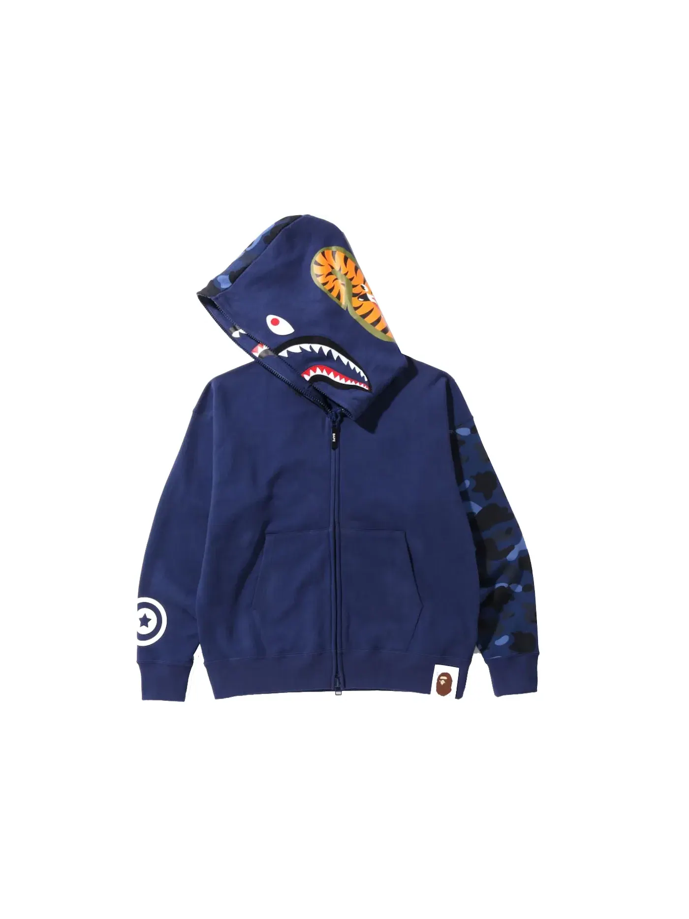 Мужская худи свободного кроя с принтом BAPE Color Camo Giant Shark BAPE — изображение 2 из 3, темно-синий