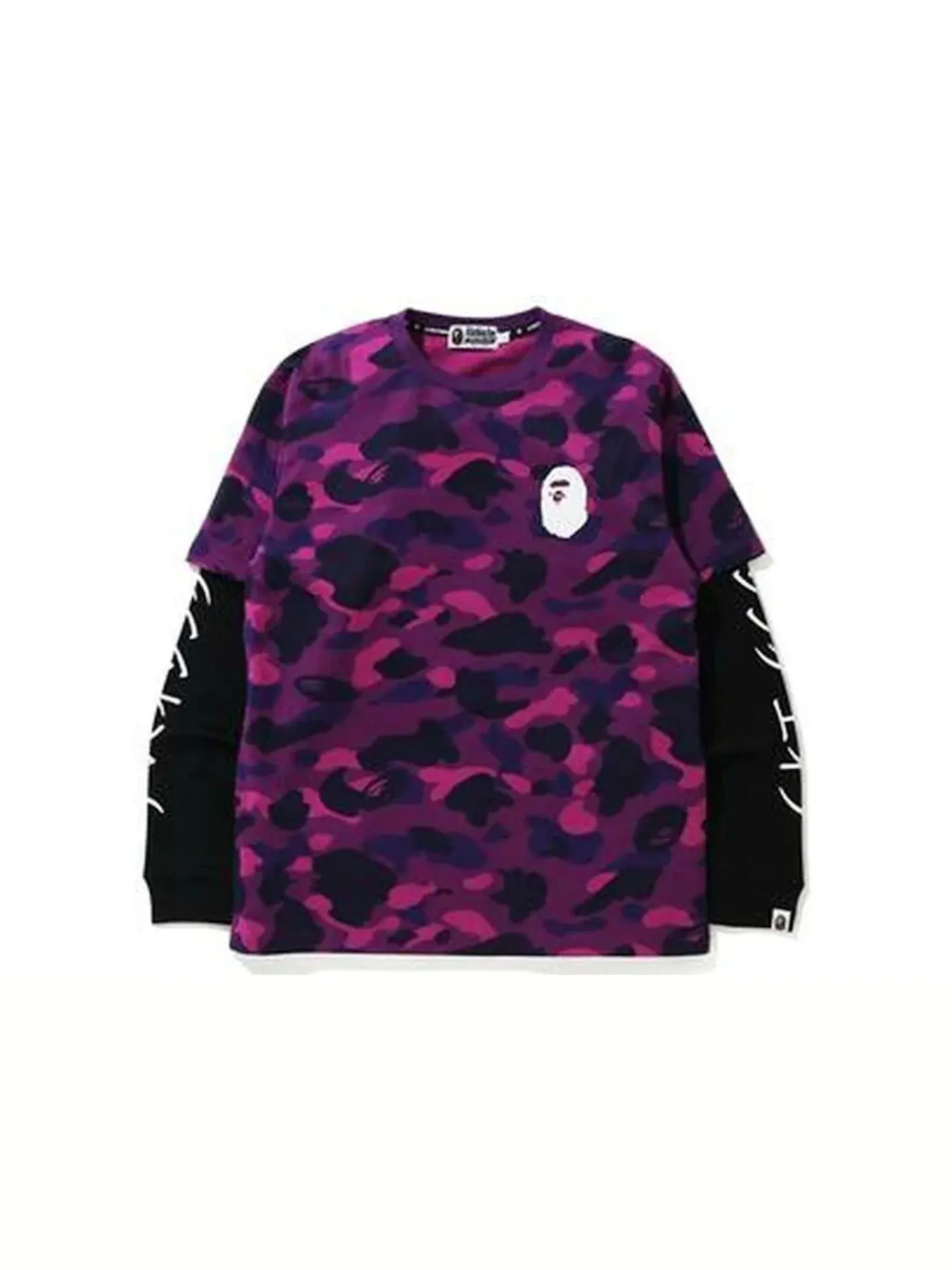 Мужская футболка с принтом BAPE Color Camo Katakana Layered LS Tee — изображение 1 из 2, фиолетовый