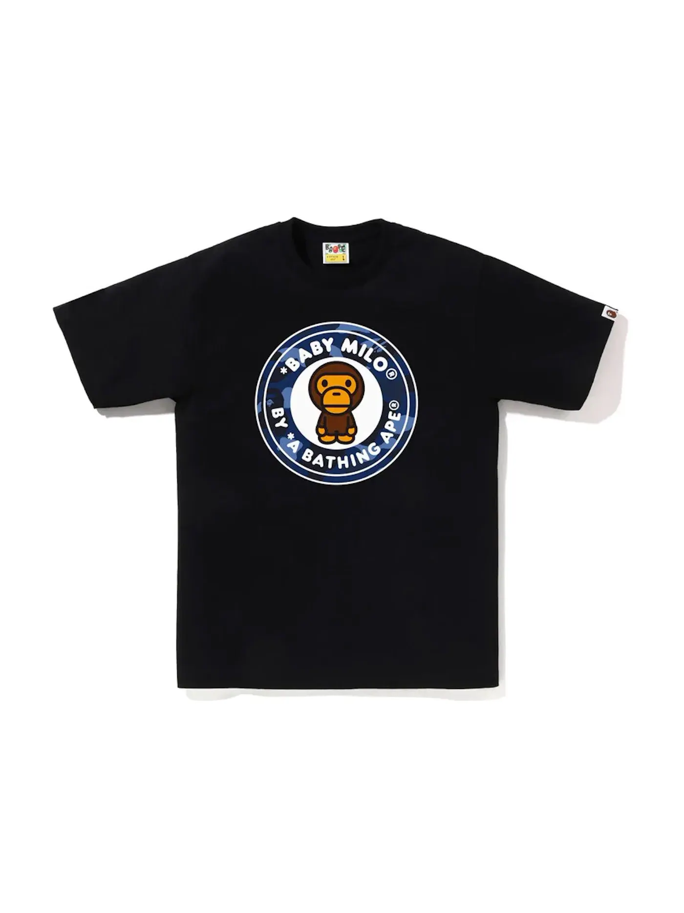 Мужская футболка с принтом BAPE Color Camo Milo Busy Works Tee BAPE — изображение 1 из 1, черный/темно-синий