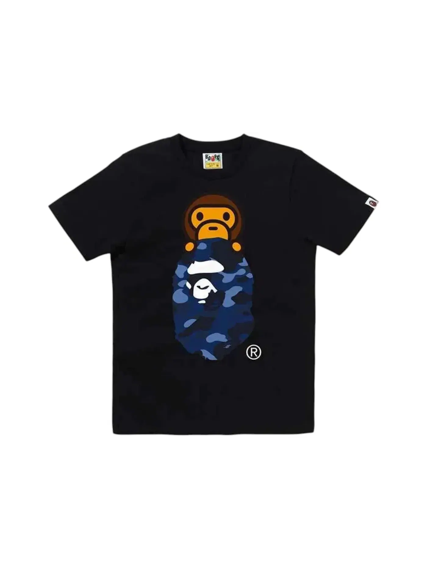 Мужская футболка с принтом BAPE Color Camo Milo On Ape Head Tee BAPE — изображение 1 из 1, черный синий