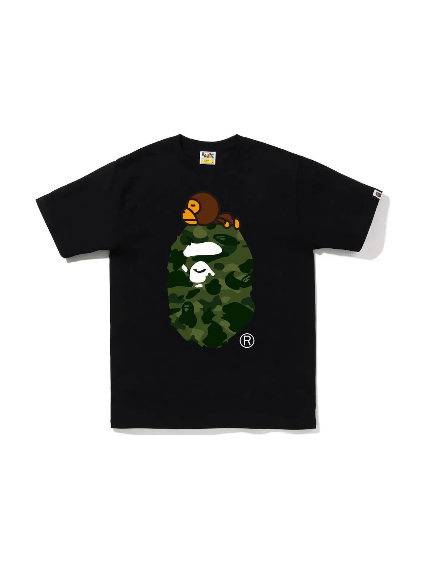 Мужская футболка с принтом Color Camo Milo On Big Ape Tee BAPE — изображение 1 из 1, черный зеленый