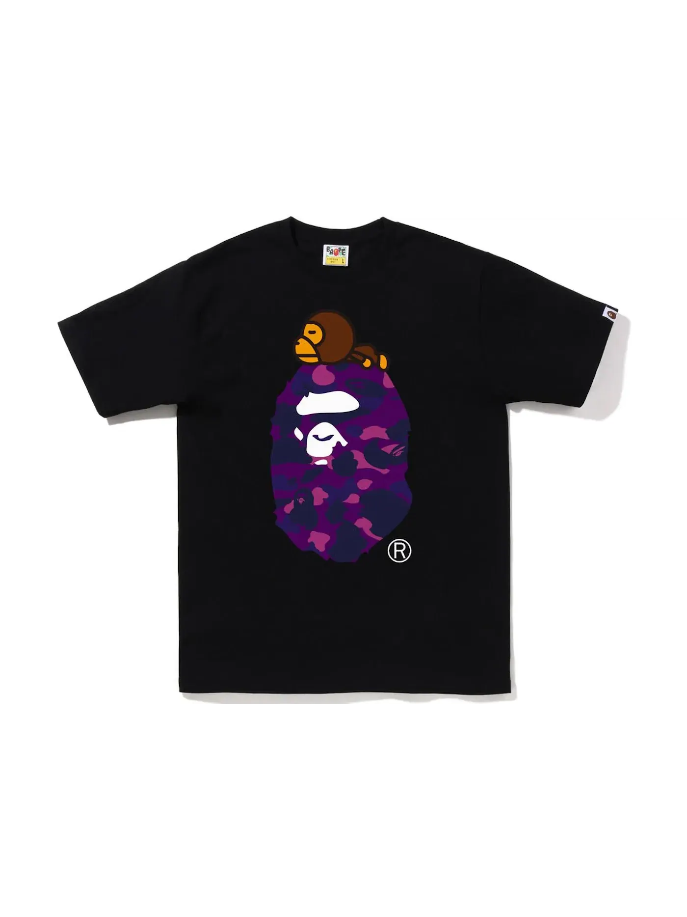 Мужская футболка с принтом Tee (FW22) BAPE — изображение 1 из 1, черный фиолетовый