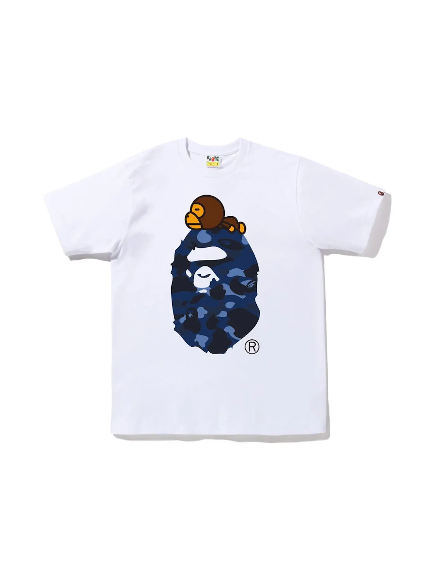 Мужская футболка с принтом BAPE Color Camo Milo On Big Ape Tee (FW22) — изображение 1 из 1, белый темно-синий