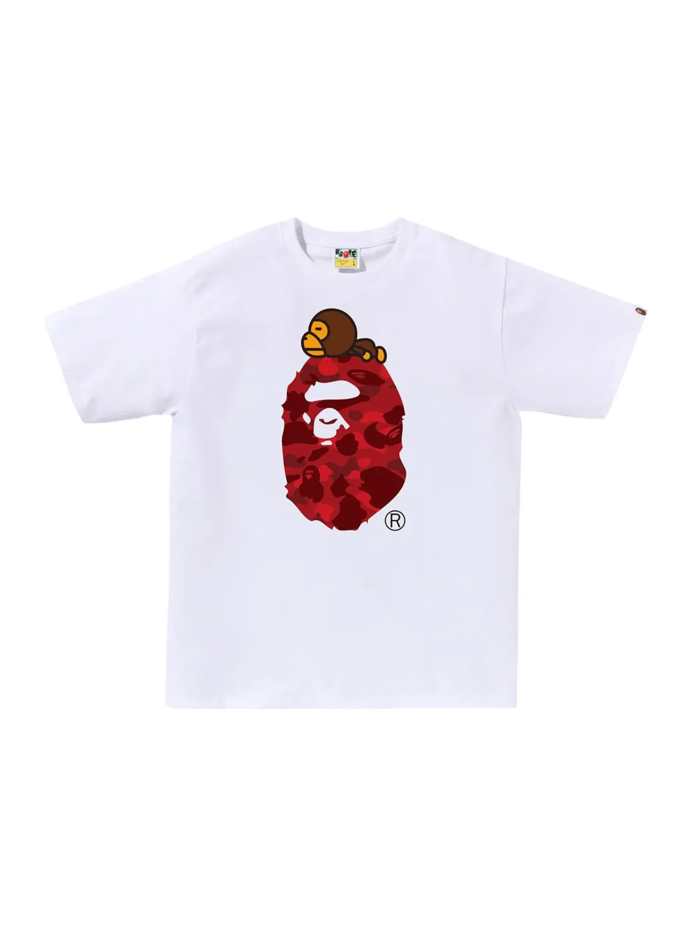 Мужская футболка с принтом BAPE Color Camo Milo On Big Ape Tee BAPE — изображение 1 из 1, белый/красный