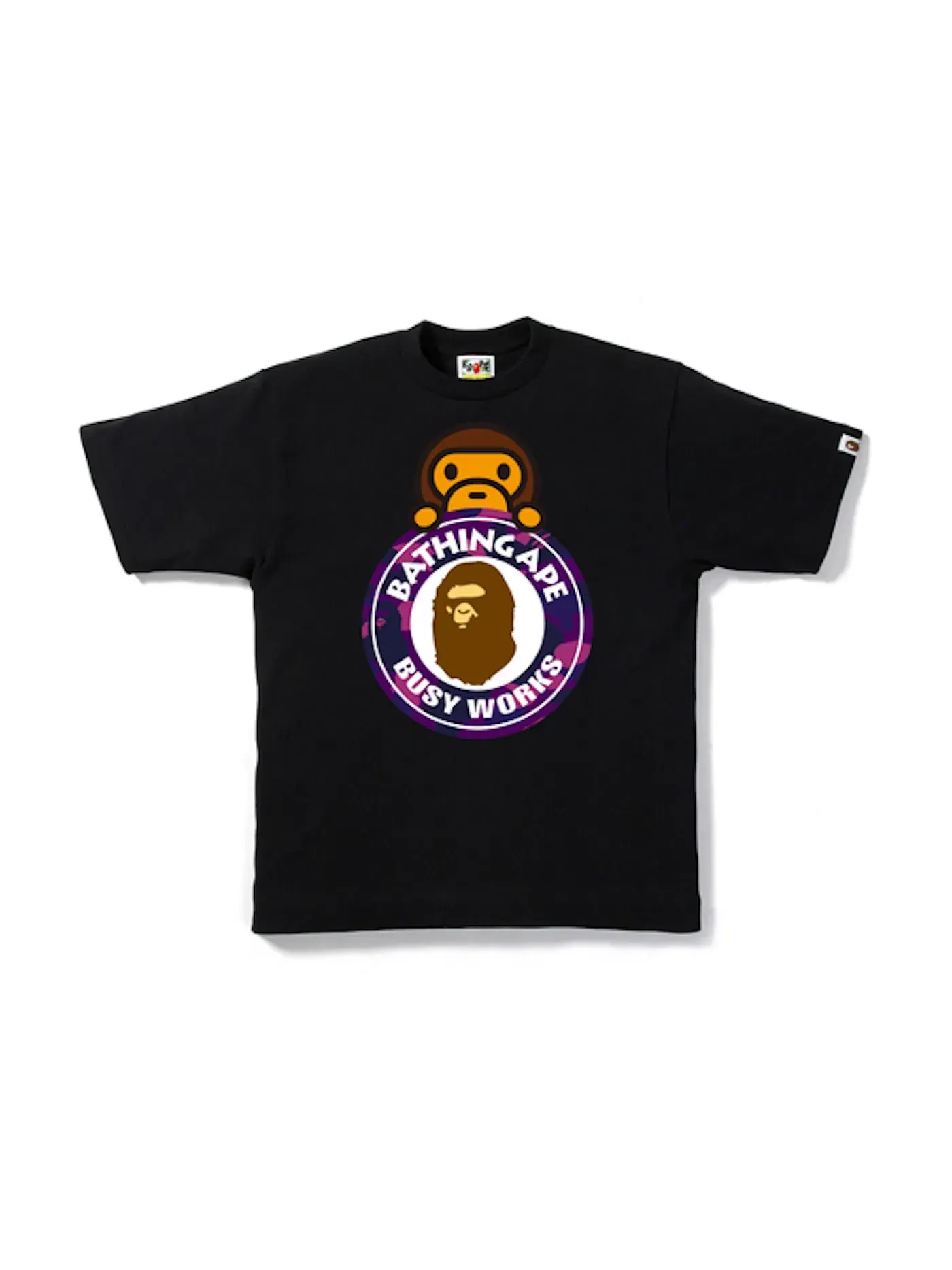 Мужская футболка с принтом BAPE Color Camo Milo On Busy Works Tee BAPE — изображение 1 из 1, черный/фиолетовый