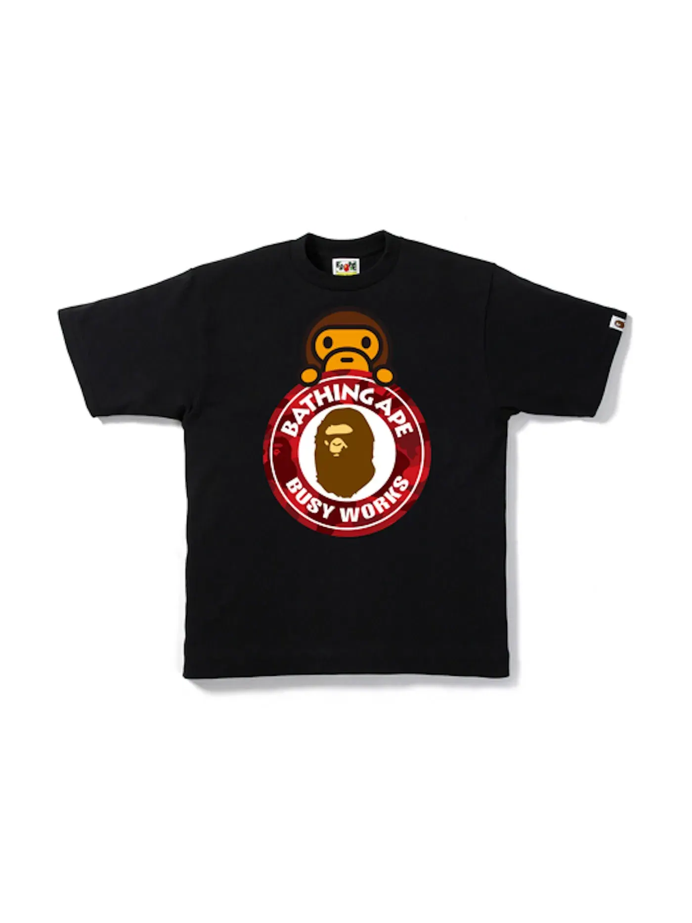 Мужская футболка с принтом BAPE Color Camo Milo On Busy Works Tee BAPE — изображение 1 из 1, черный/красный
