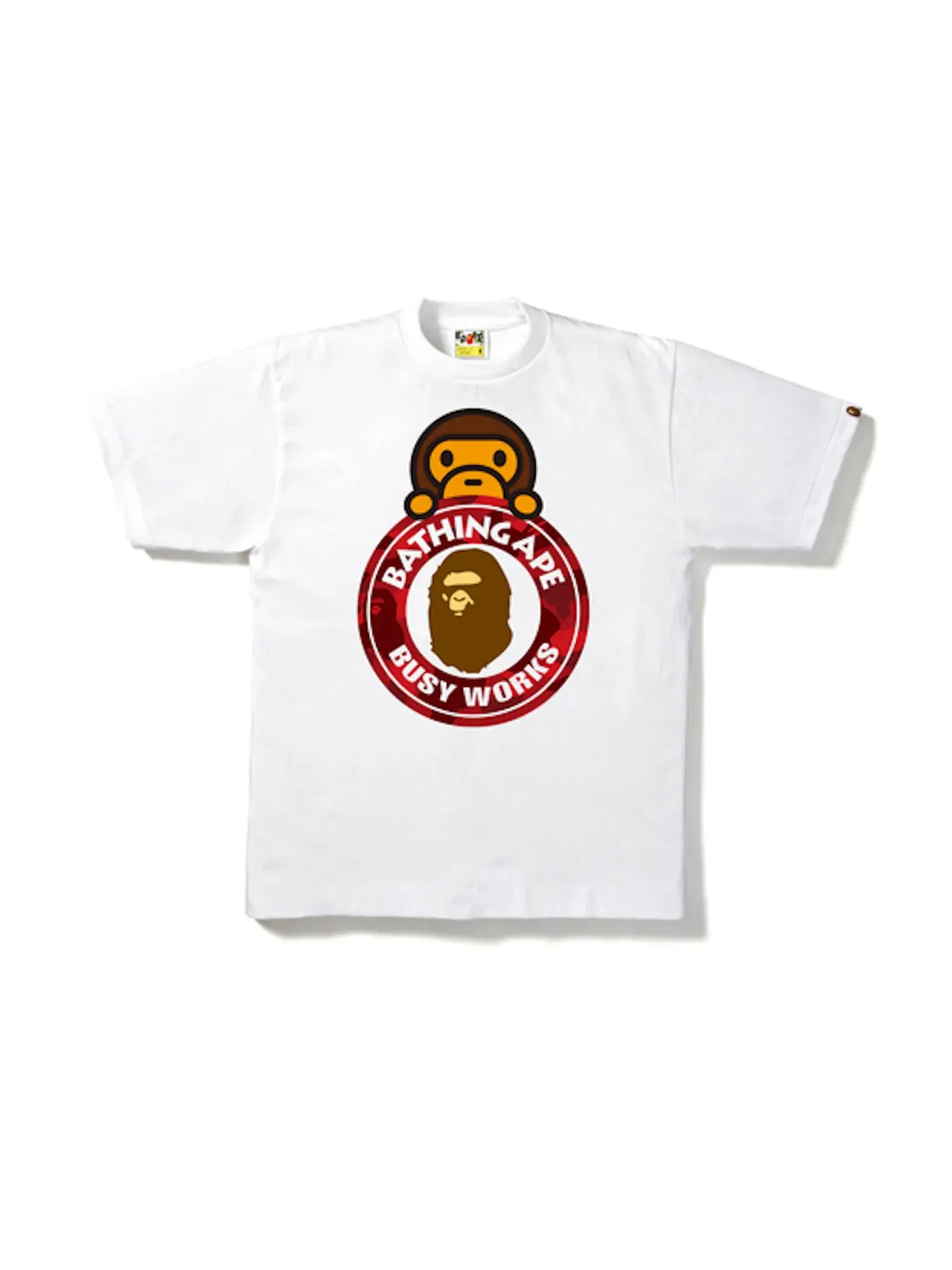Мужская футболка с принтом Tee BAPE — изображение 1 из 1, белый/красный