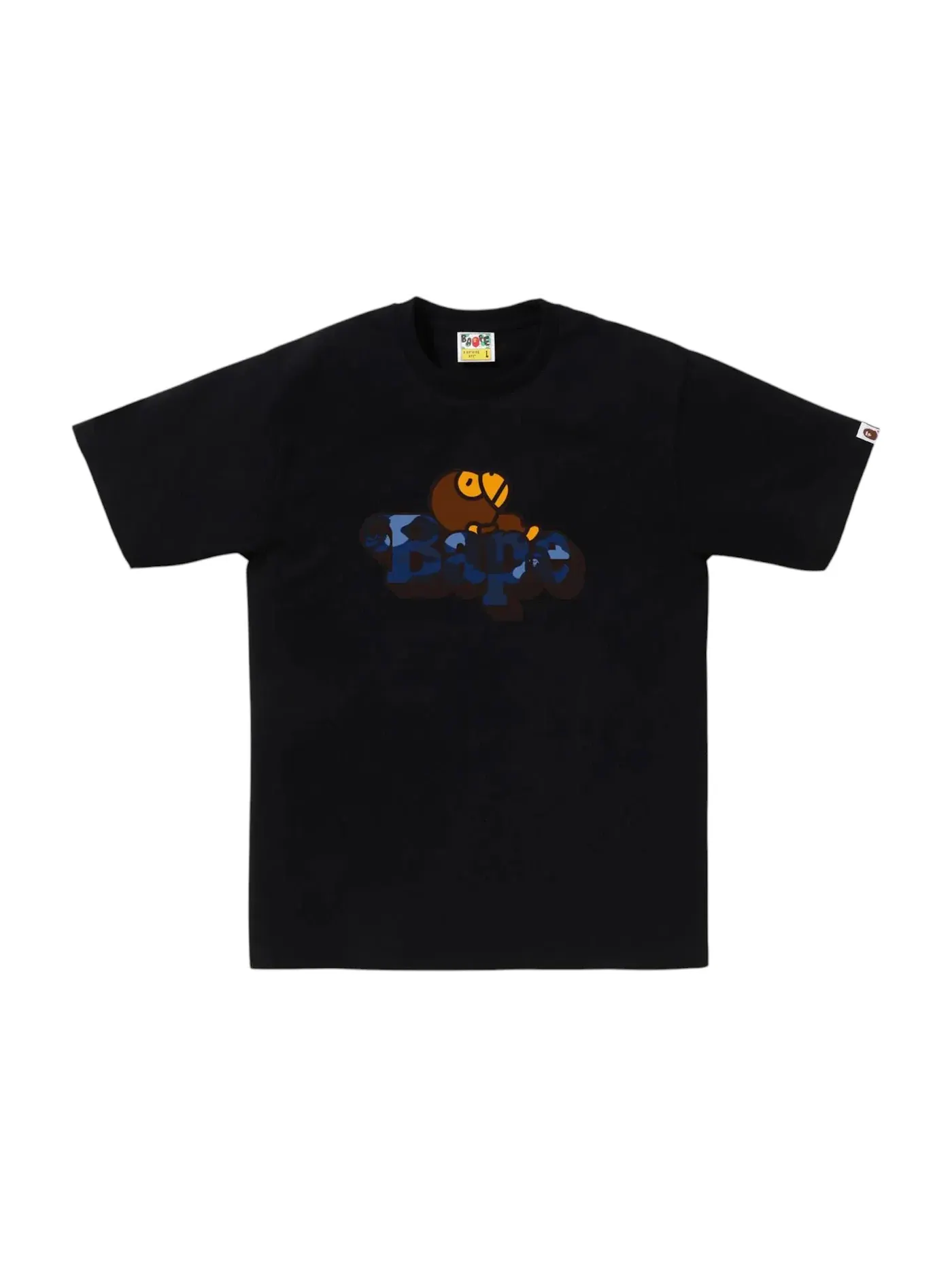 Мужская футболка с принтом BAPE Color Camo Milo On Tee BAPE — изображение 1 из 1, черный/темно-синий
