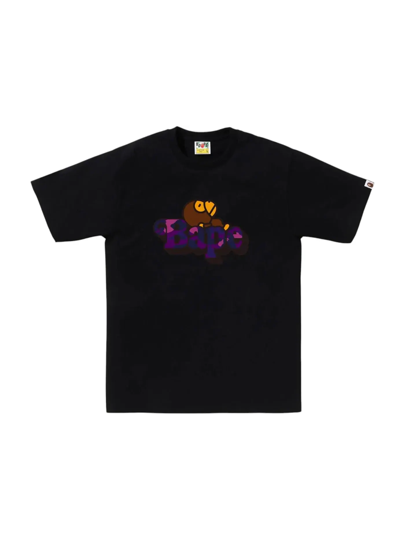 Мужская футболка с принтом BAPE Color Camo Milo On Tee BAPE — изображение 1 из 1, черный/фиолетовый