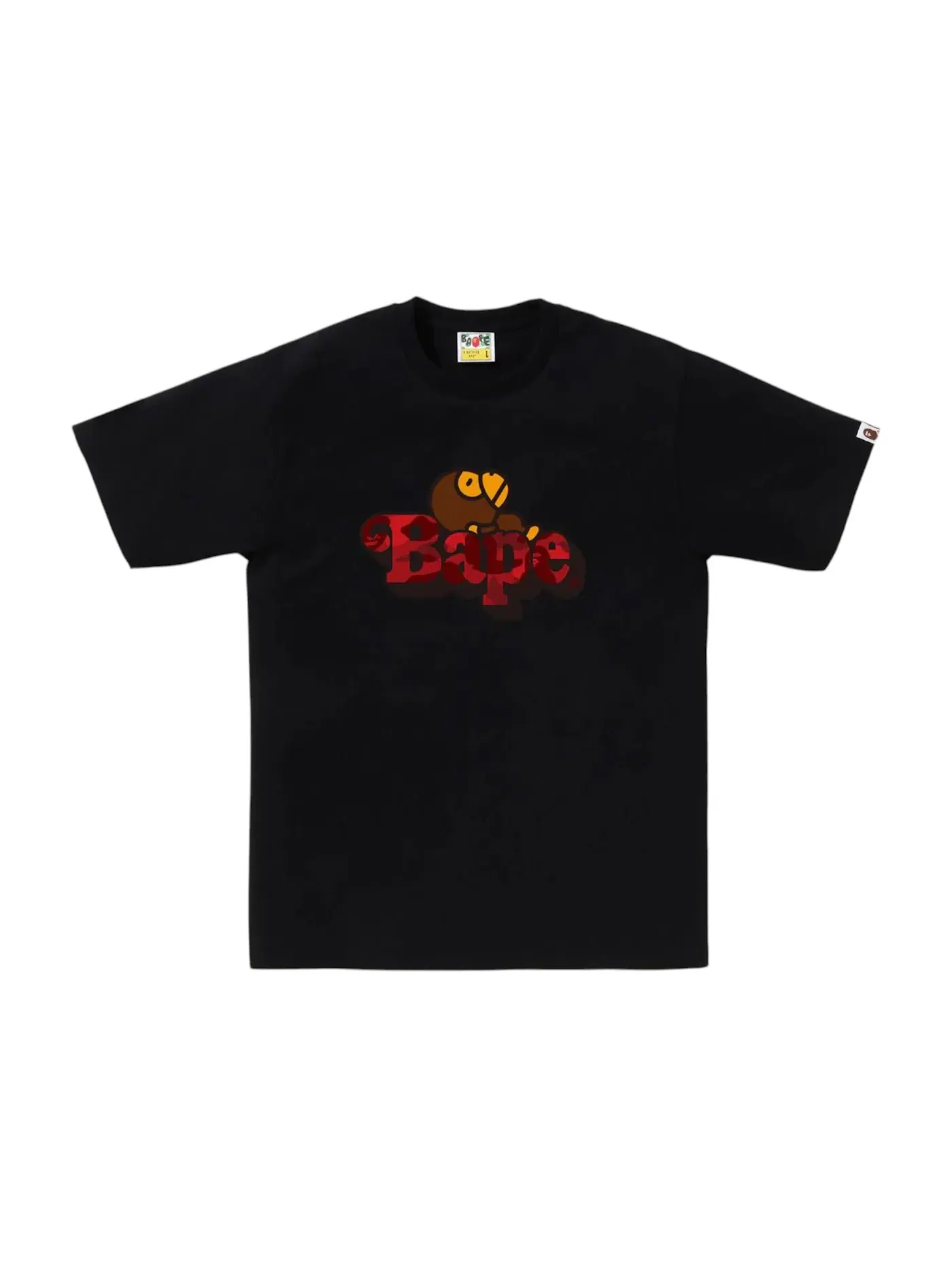 Мужская футболка с принтом BAPE Color Camo Milo On Tee BAPE — изображение 1 из 1, черный/красный