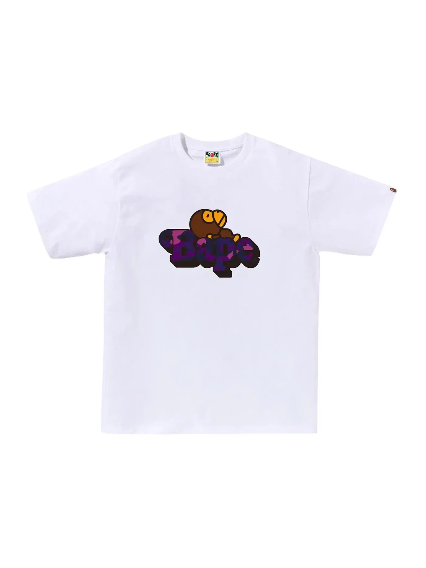 Мужская футболка с принтом BAPE Color Camo Milo On Tee BAPE — изображение 1 из 1, белый фиолетовый