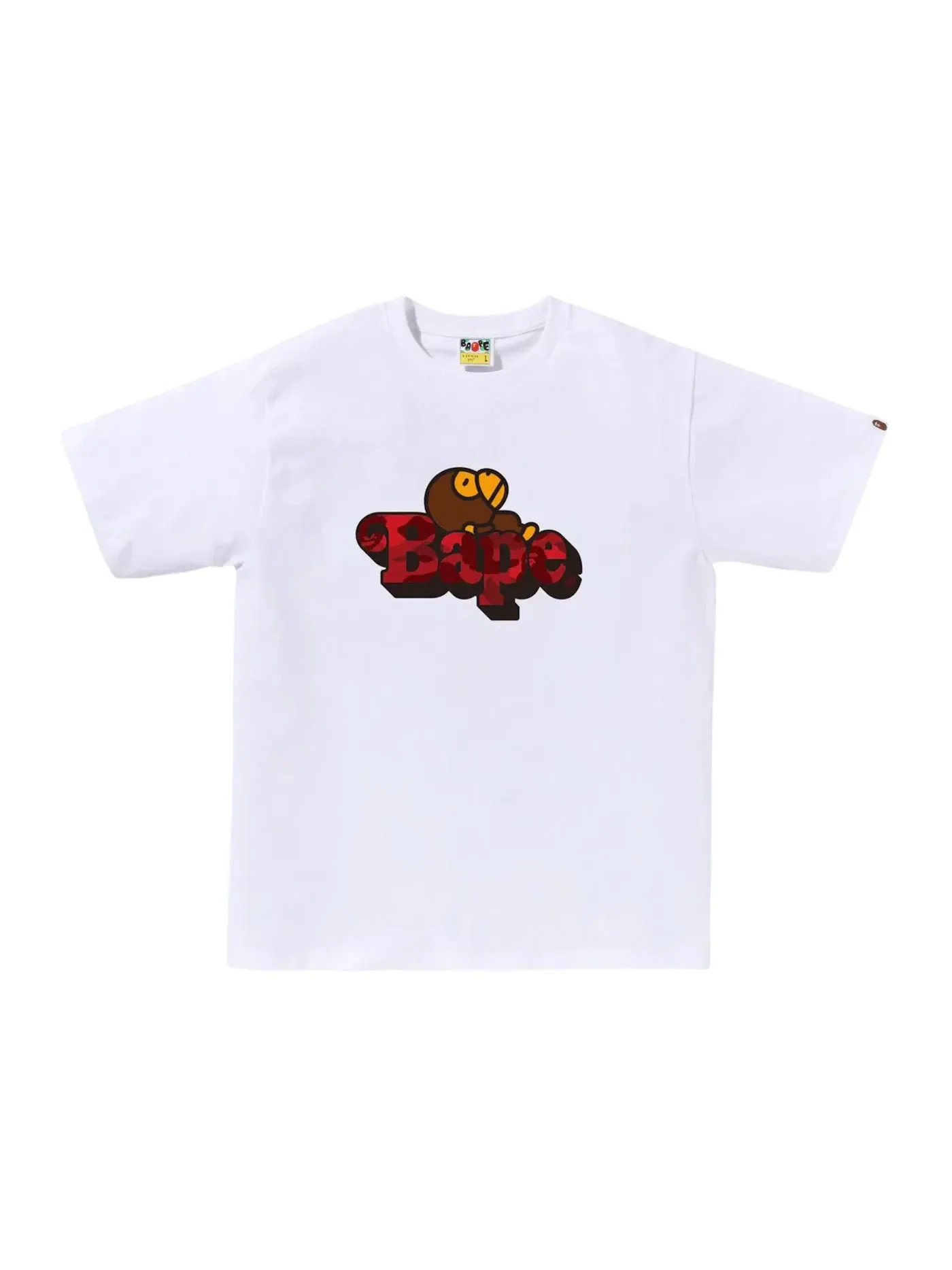 Мужская футболка с принтом BAPE Color Camo Milo On Tee White/Red — изображение 1 из 1