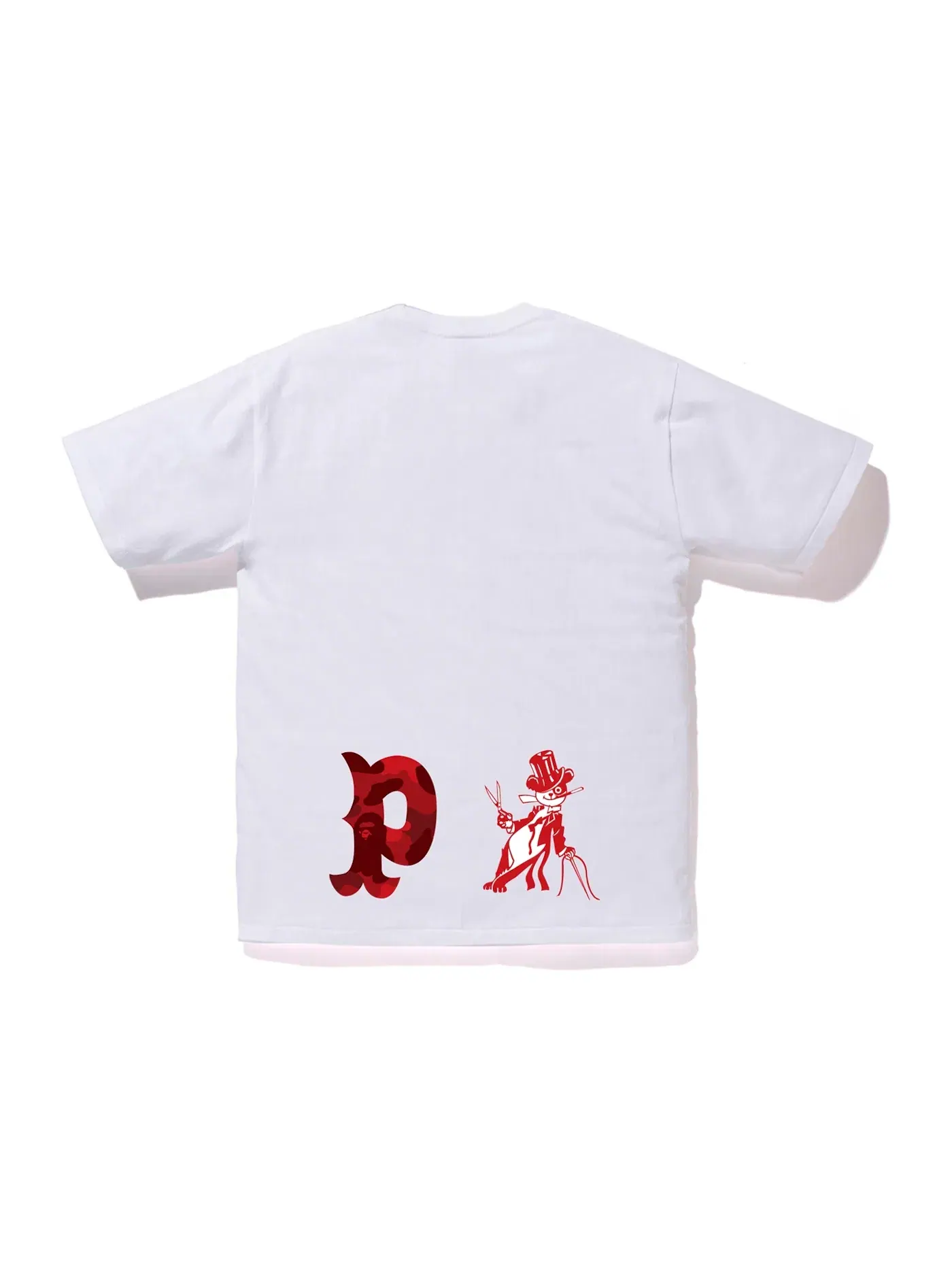 Мужская футболка с принтом Tee BAPE — изображение 2 из 2, белый/красный