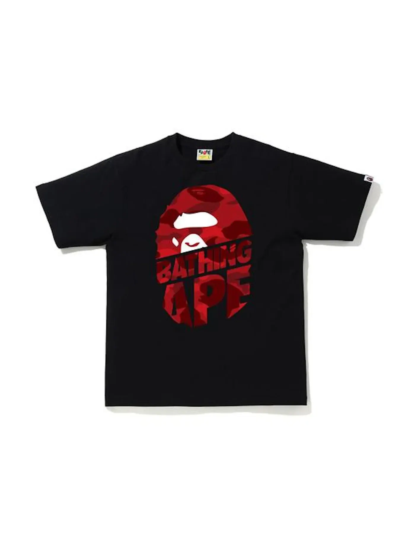 Мужская футболка с принтом BAPE Color Camo Peek Ape Head T-Shirt BAPE — изображение 1 из 1, черный/красный