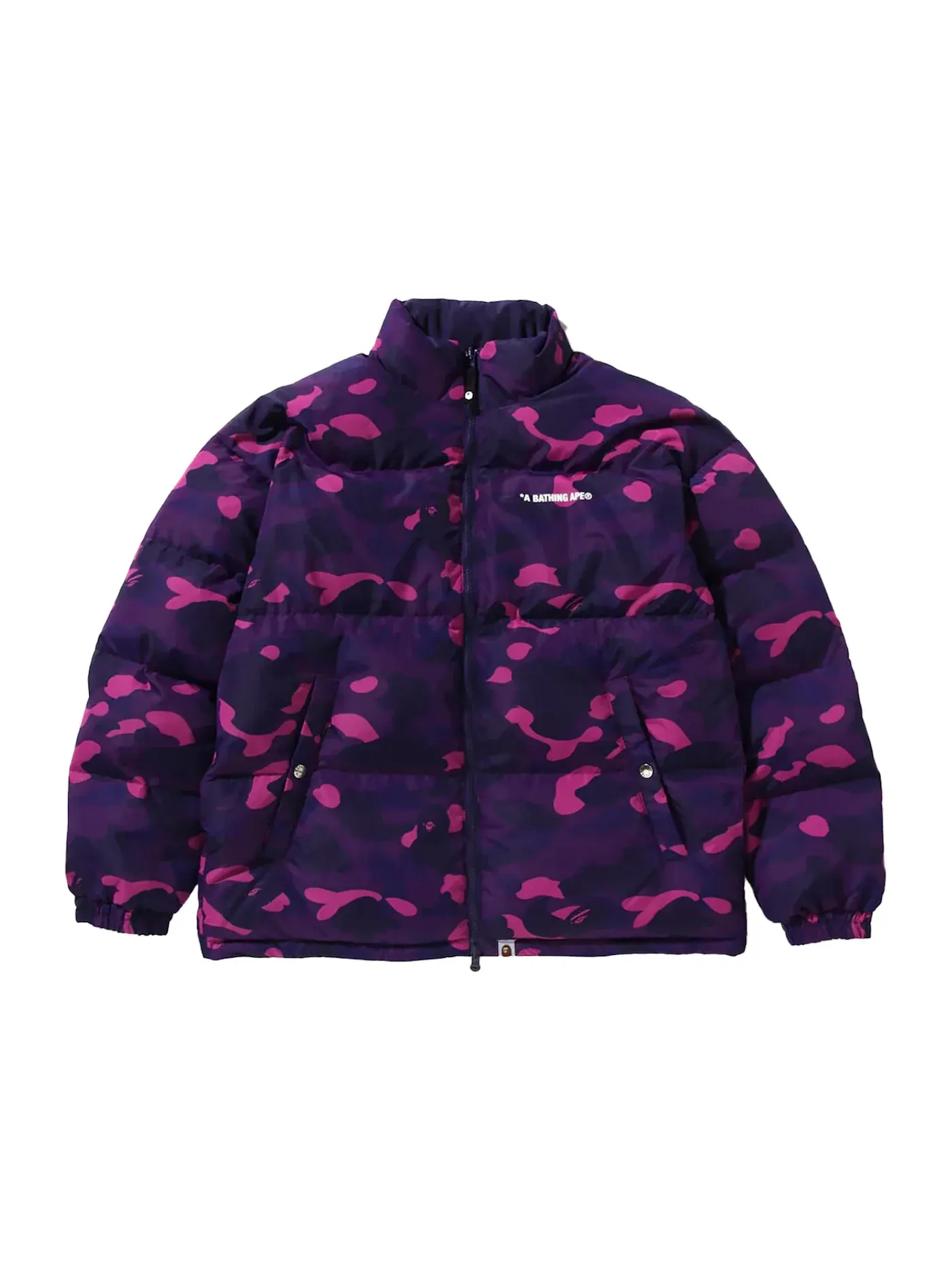 Мужская куртка-пуховик двусторонняя с принтом BAPE Color Camo Reversible Down Jacket — изображение 1 из 3, фиолетовый