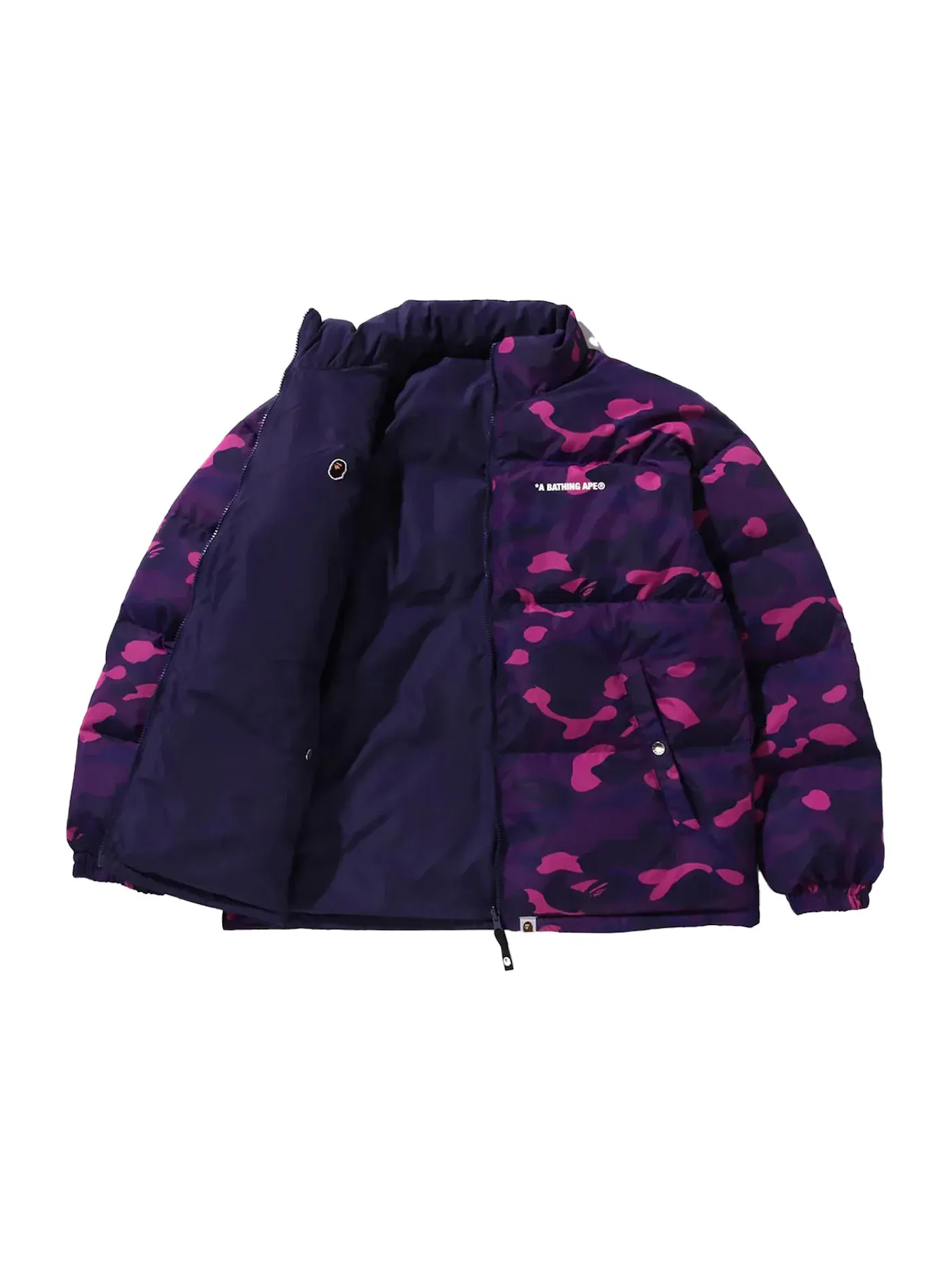 Мужская куртка-пуховик двусторонняя с принтом BAPE Color Camo Reversible Down Jacket — изображение 3 из 3, фиолетовый