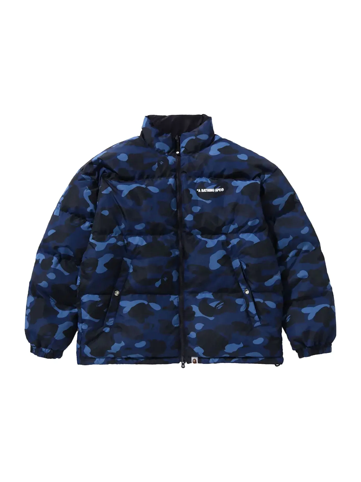 Мужская куртка с принтом BAPE Color Camo Reversible Down Jacket BAPE — изображение 1 из 3, темно-синий