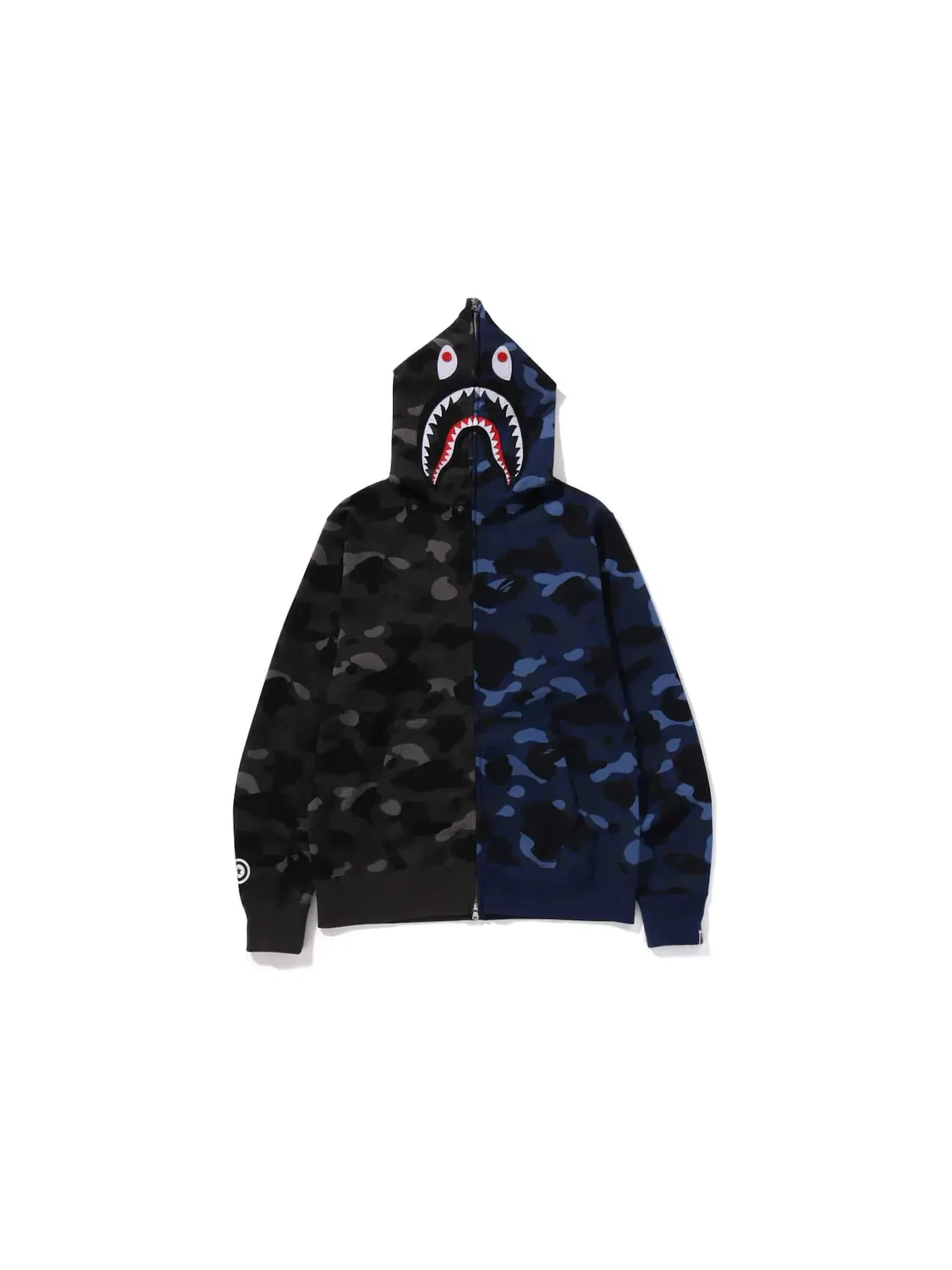 Мужская худи с принтом BAPE Color Camo Separate Shark FZ Hoodie BAPE — изображение 1 из 2, черный/темно-синий