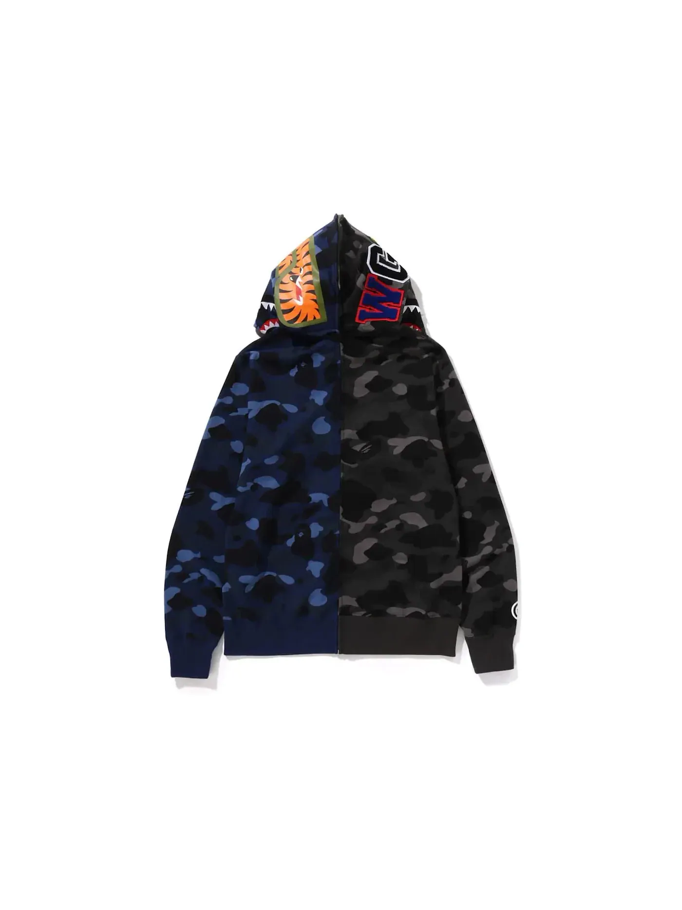 Мужская худи с принтом BAPE Color Camo Separate Shark FZ Hoodie BAPE — изображение 2 из 2, черный/темно-синий