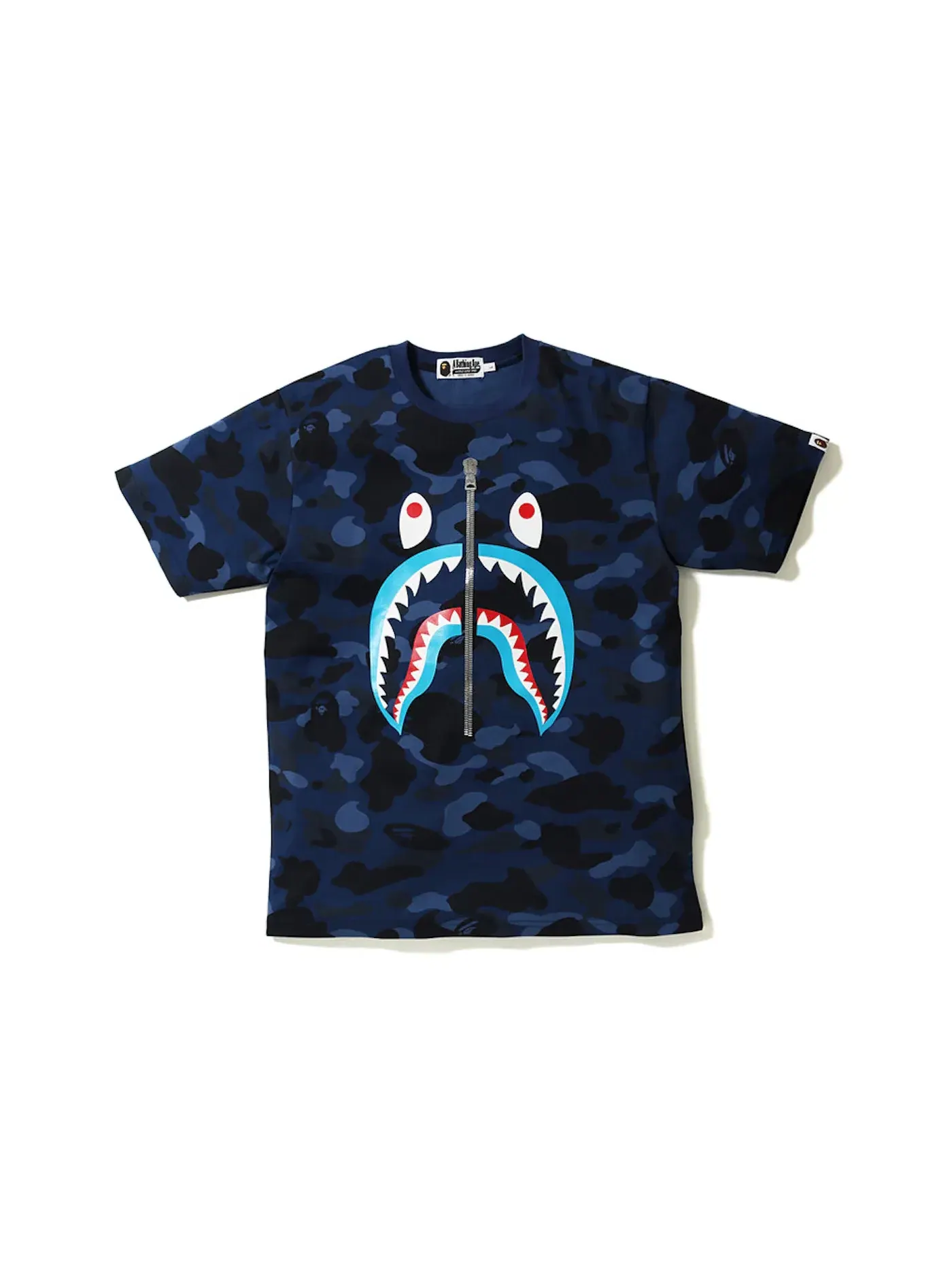 Мужская футболка с принтом BAPE Color Camo Shark Blue Mouth Tee — изображение 1 из 1, темно-синий