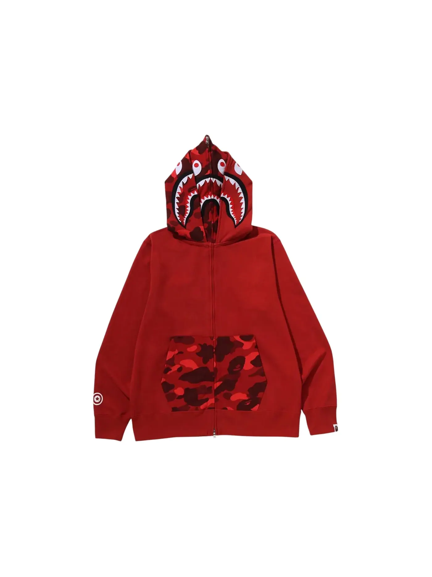 Мужская худи с принтом BAPE Color Camo Shark Full Zip Double Hoodie BAPE — изображение 1 из 1, красный