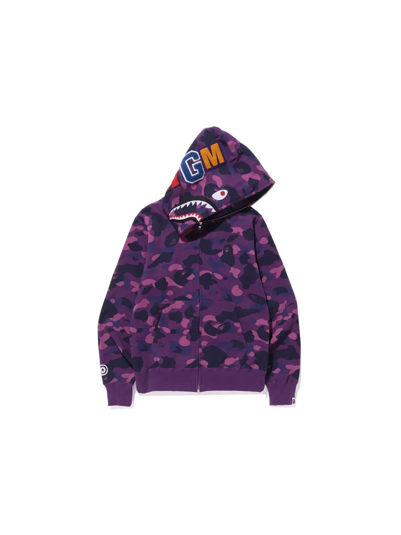 Мужской худи с принтом Shark Full Zip BAPE — изображение 1 из 2, фиолетовый
