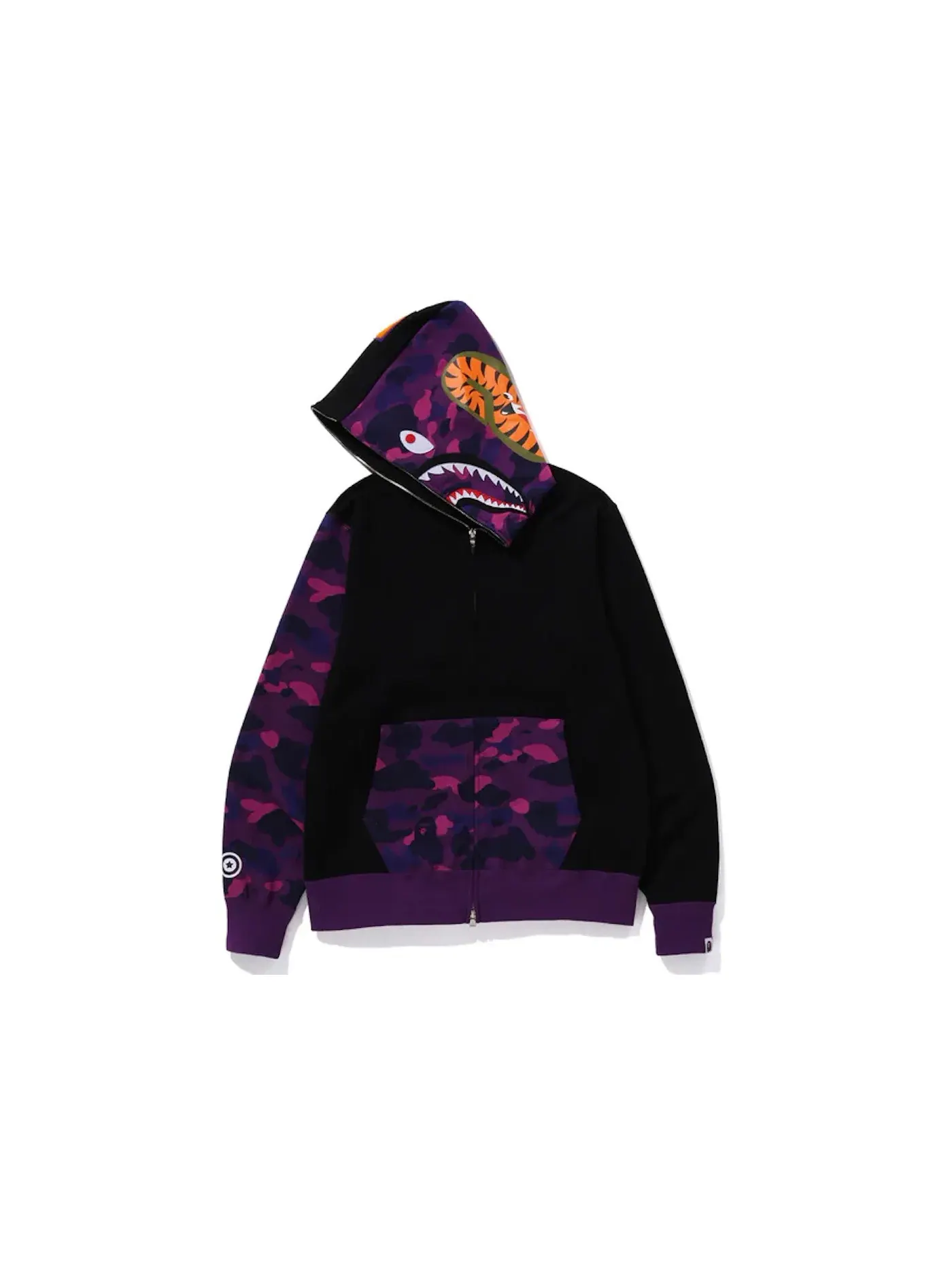 Мужская худи с принтом Color Camo Shark Full Zip Hoodie (FW23) BAPE — изображение 3 из 3, фиолетовый