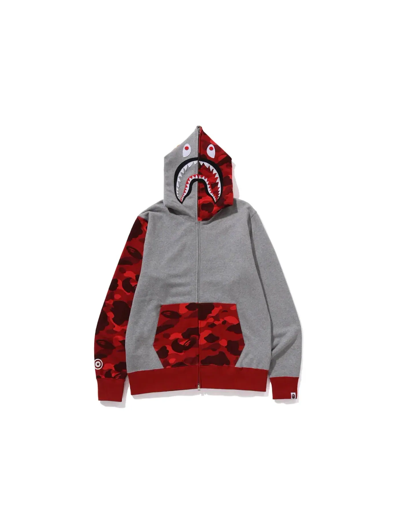 Мужская худи с принтом BAPE Color Camo Shark Full Zip Hoodie (FW23) — изображение 1 из 3, красный