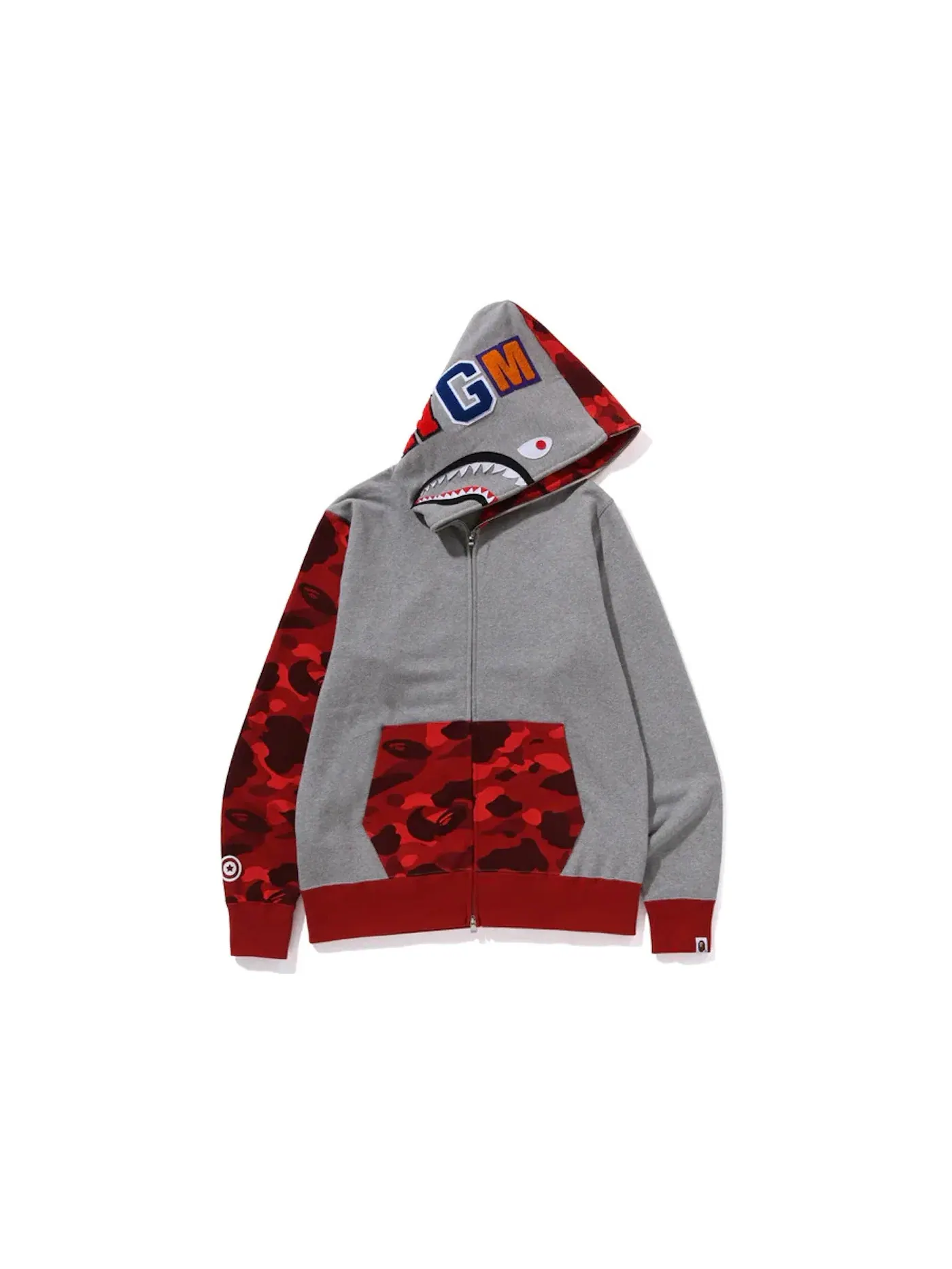 Мужская худи с принтом BAPE Color Camo Shark Full Zip Hoodie (FW23) — изображение 2 из 3, красный