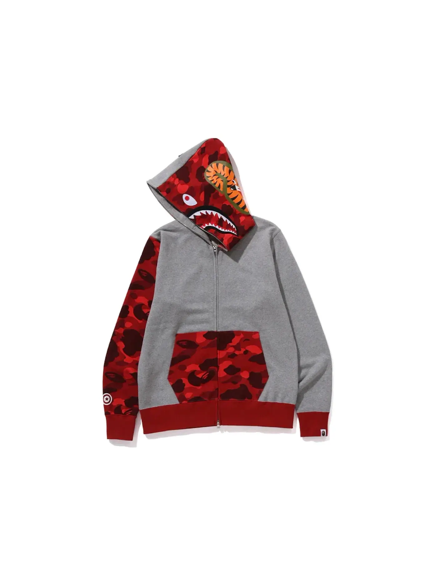 Мужская худи с принтом BAPE Color Camo Shark Full Zip Hoodie (FW23) — изображение 3 из 3, красный