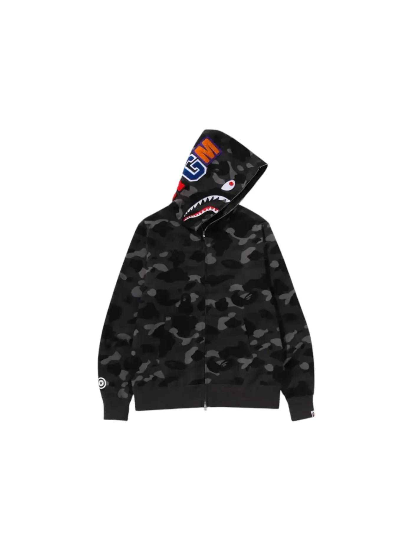 Мужская худи на молнии с принтом BAPE Color Camo Shark Full Zip Hoodie FW24 BAPE — изображение 1 из 2, черный