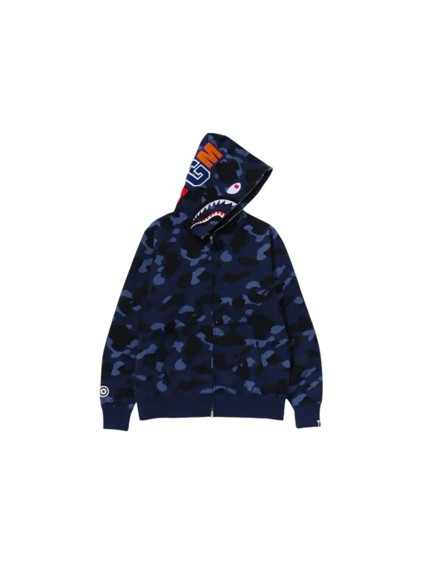 Мужская худи на молнии с камуфляжем Shark BAPE — изображение 1 из 2, темно-синий