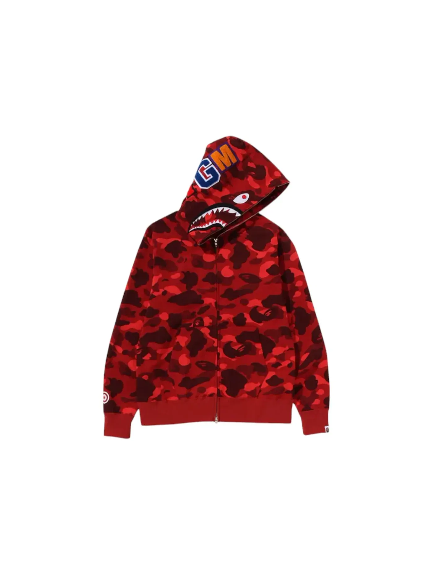 Мужская худи с капюшоном на молнии с принтом BAPE Color Camo Shark Full Zip Hoodie FW24 BAPE — изображение 1 из 2, красный