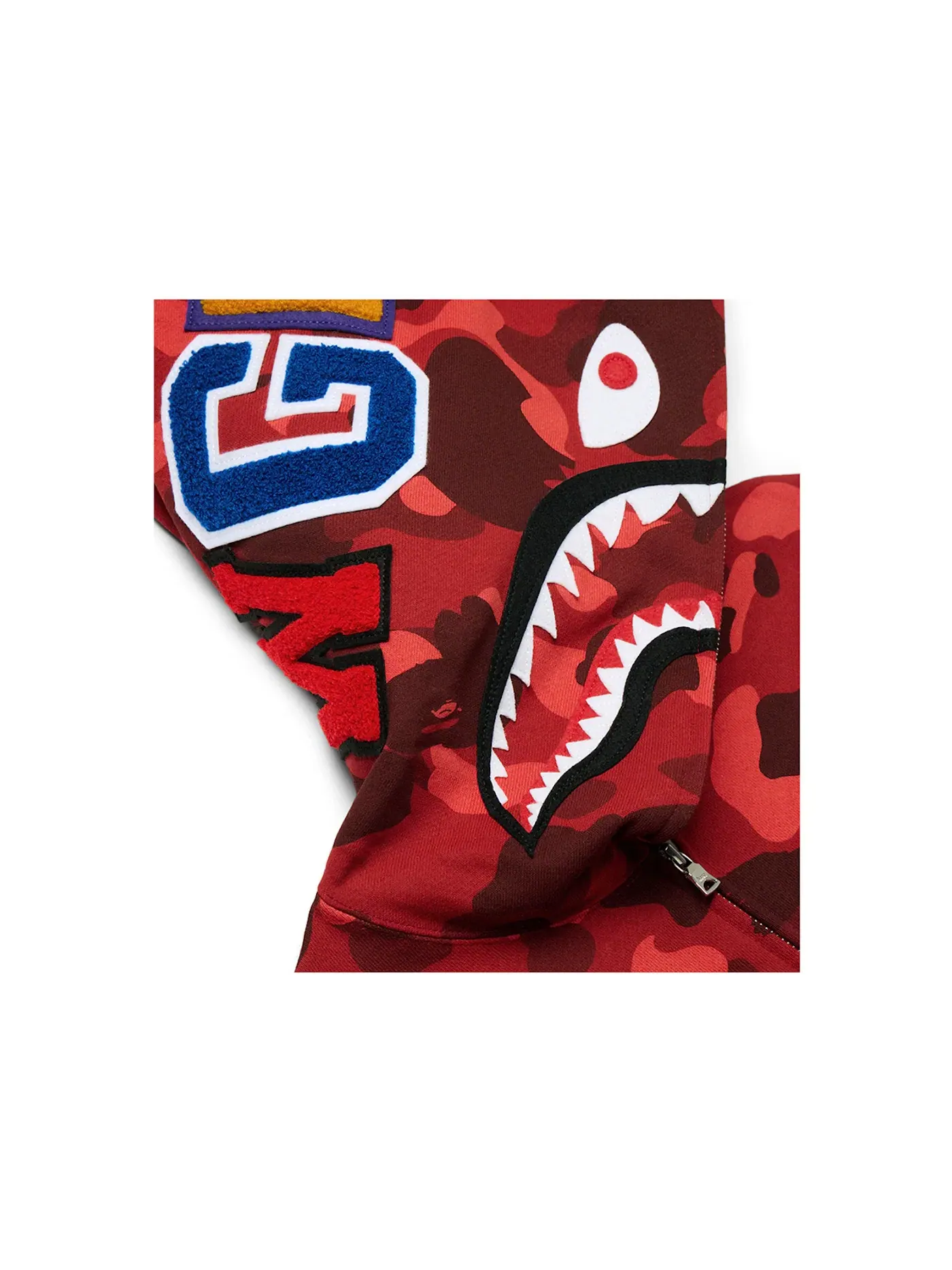 Мужское худи с принтом BAPE Color Camo Shark Full Zip Hoodie BAPE — изображение 2 из 4, красный