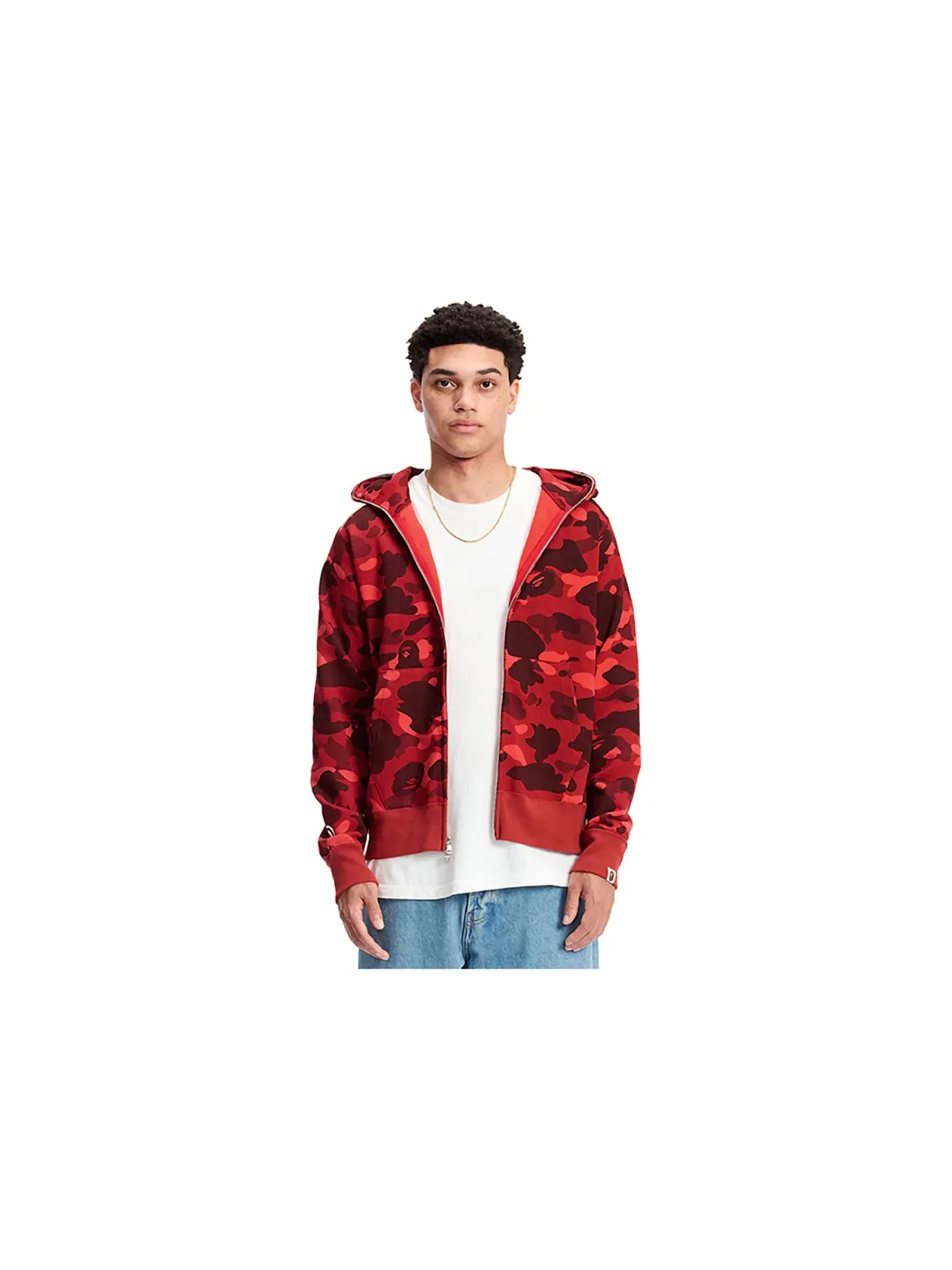 Мужское худи с принтом BAPE Color Camo Shark Full Zip Hoodie BAPE — изображение 3 из 4, красный